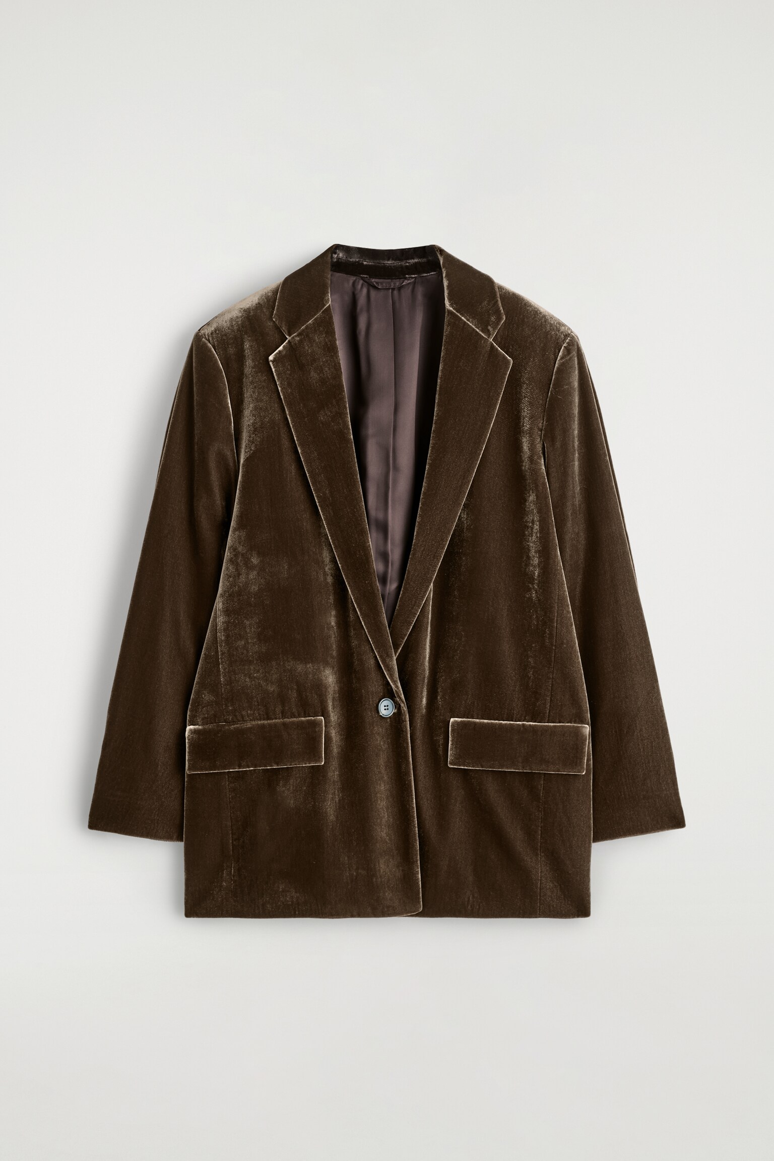 BLAZER BOUTONNAGE SIMPLE EN VELOURS - BRUN - 2