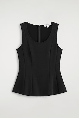 SCULPTED PANELED JERSEY TOP — BLACK 7