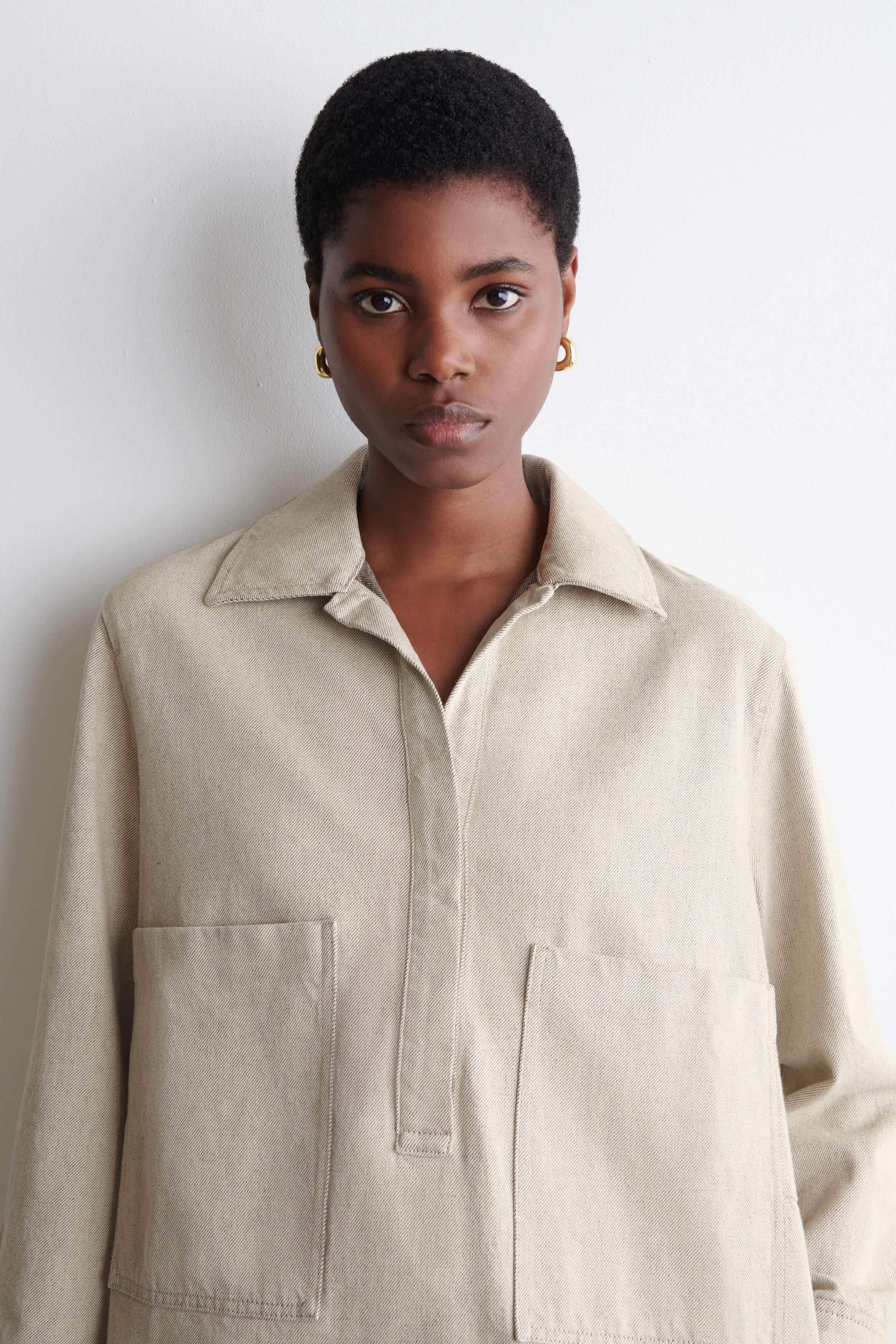 OPEN-COLLAR DENIM SHIRT DRESS - BEIGE | COS US