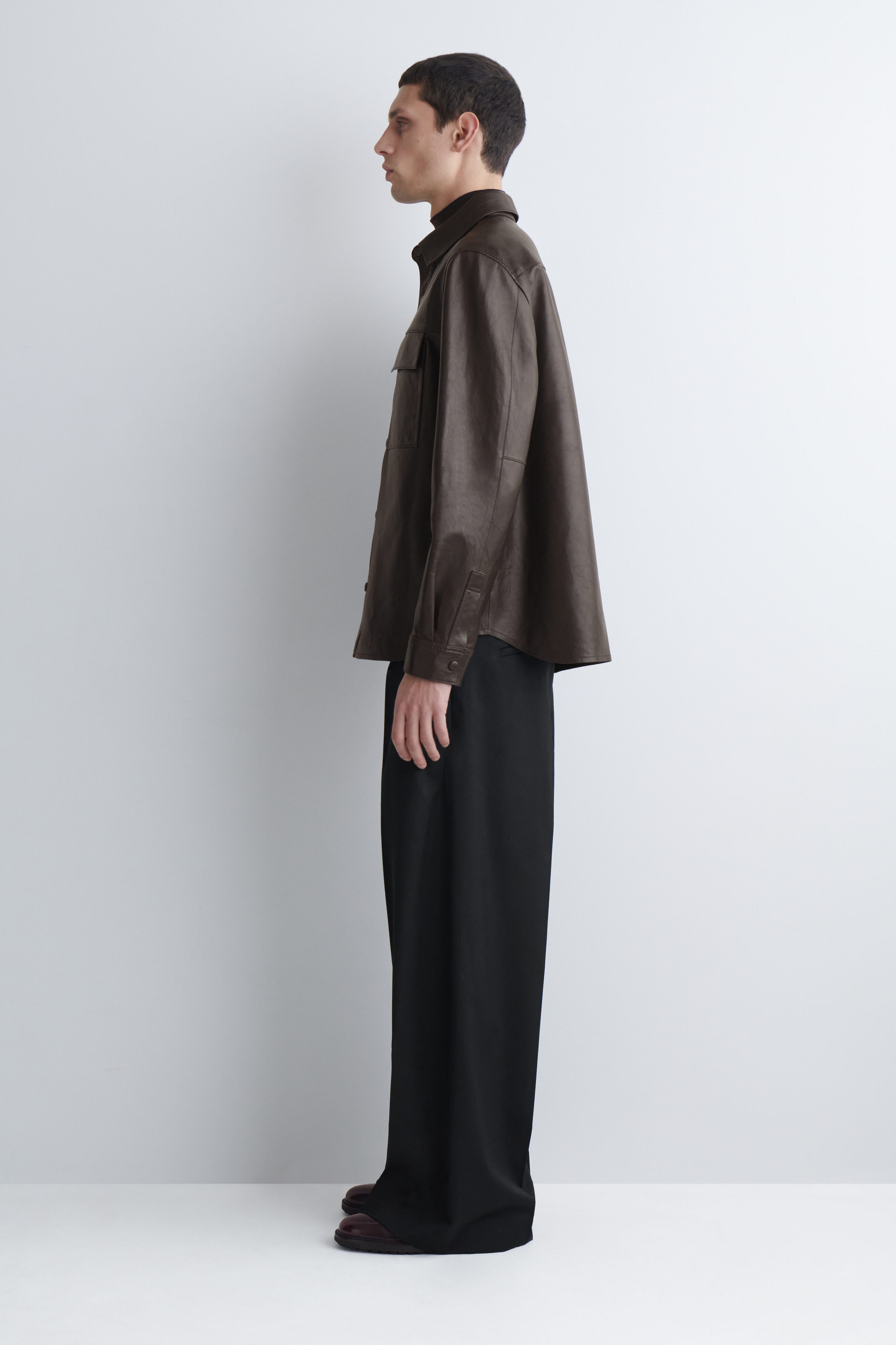LEATHER OVERSHIRT - BROWN | COS US