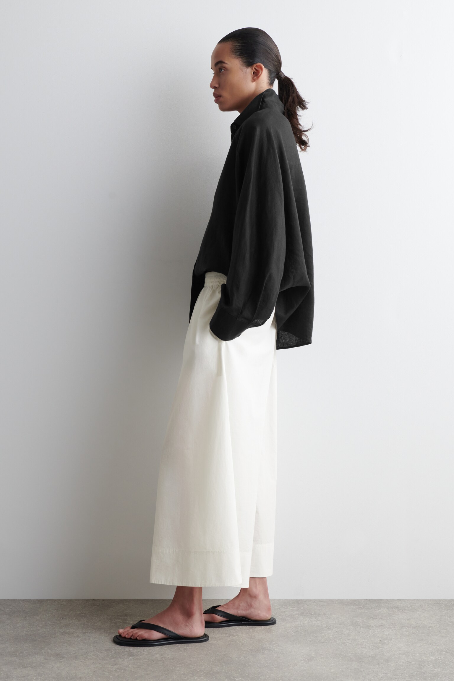 PANTALÓN PALAZZO MAXIVOLUMEN - BLANCO/VERDE CLARO - 3