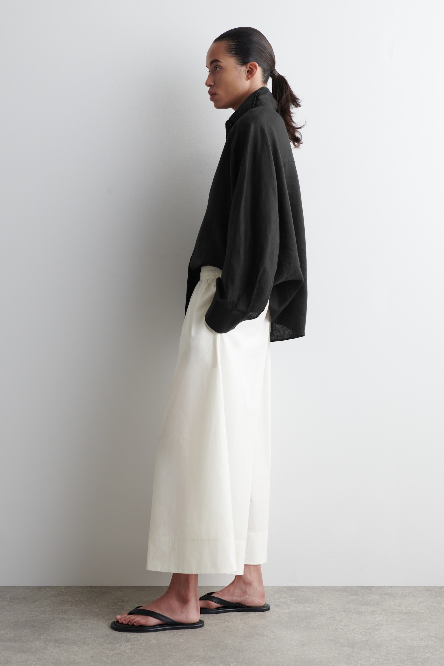 PANTALÓN PALAZZO MAXIVOLUMEN - BLANCO/VERDE CLARO - 3