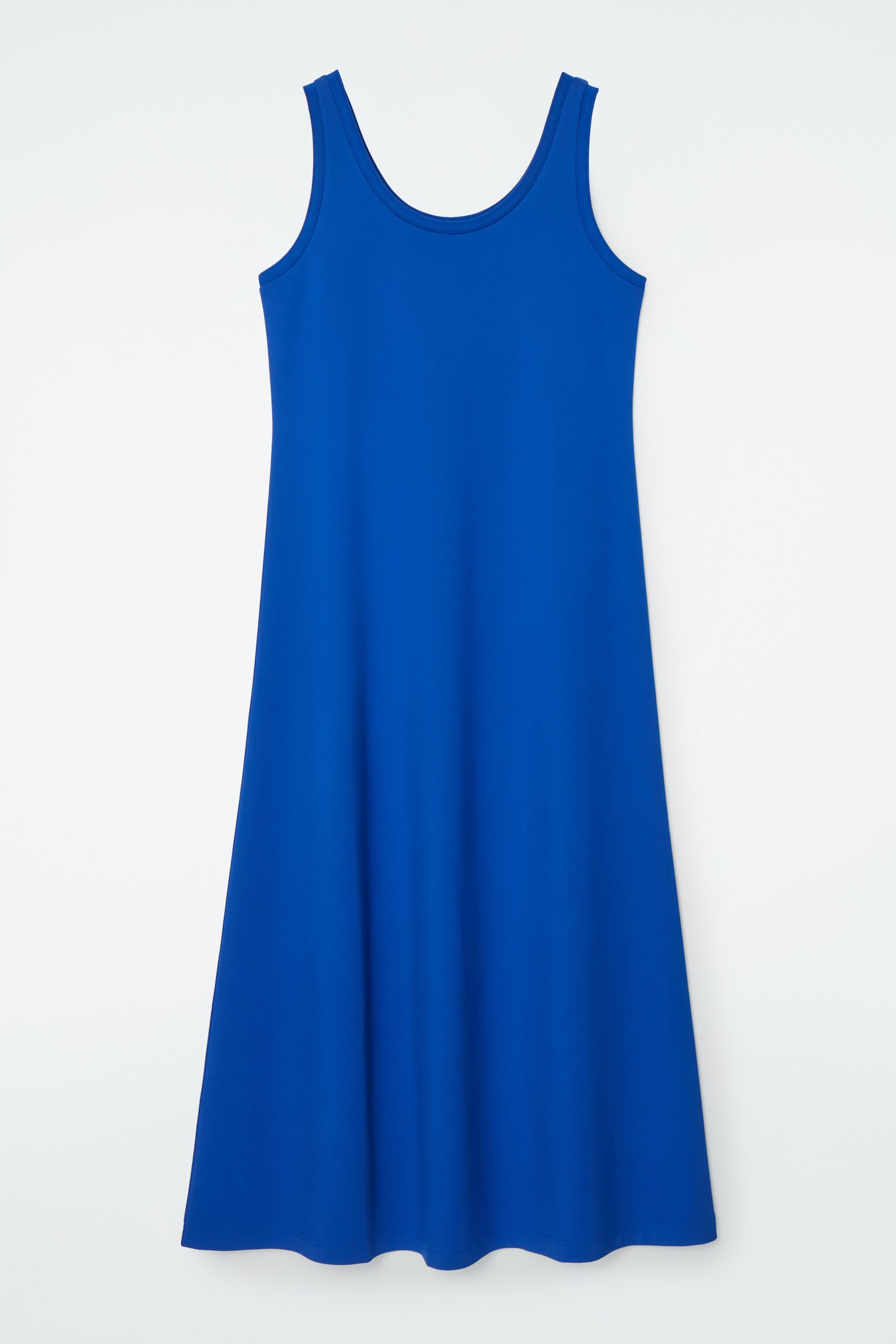 SCOOP-NECK JERSEY MIDI DRESS - BLUE/WHITE/BLACK