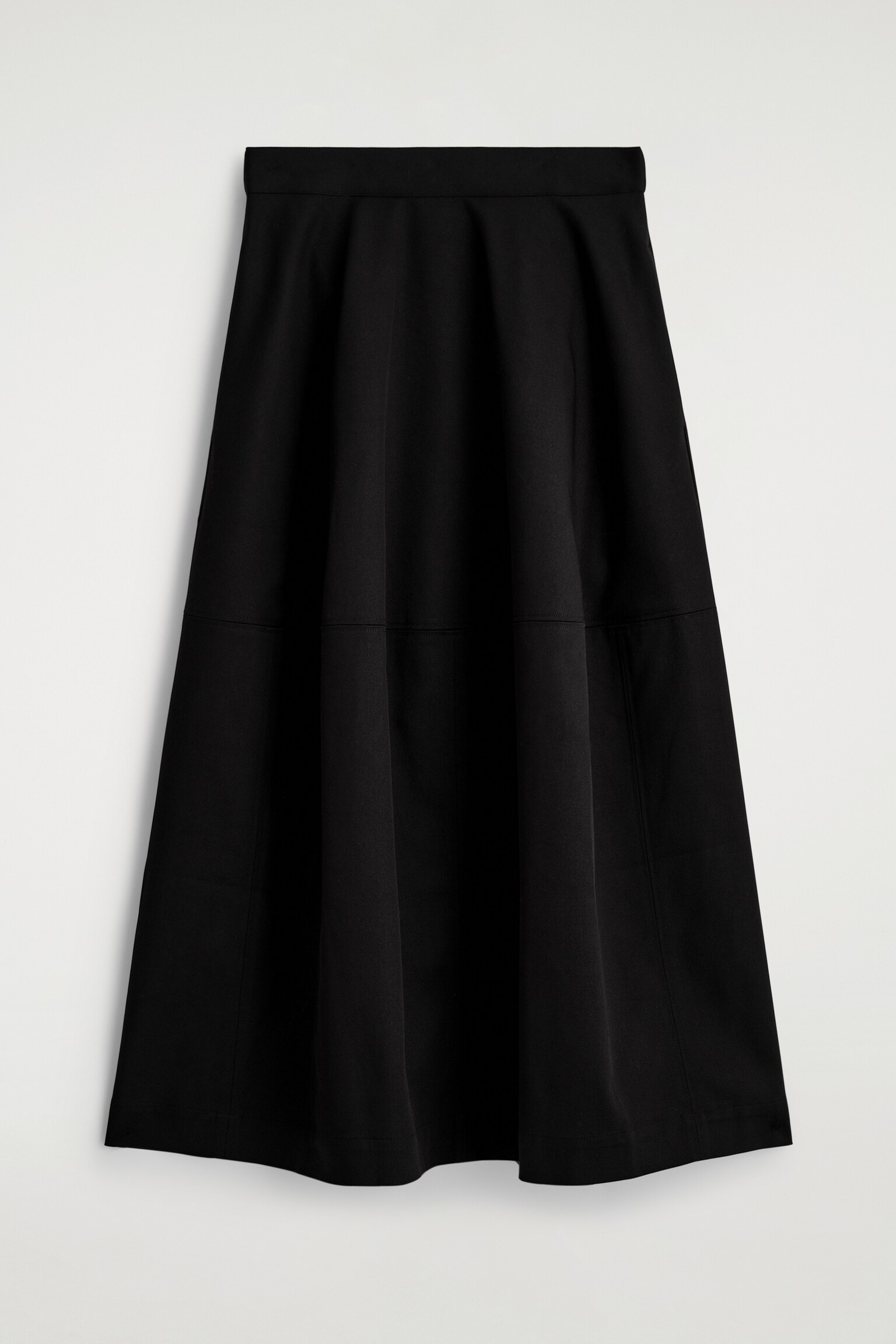 VOLUMINOUS COTTON MIDI SKIRT - BLACK - 2
