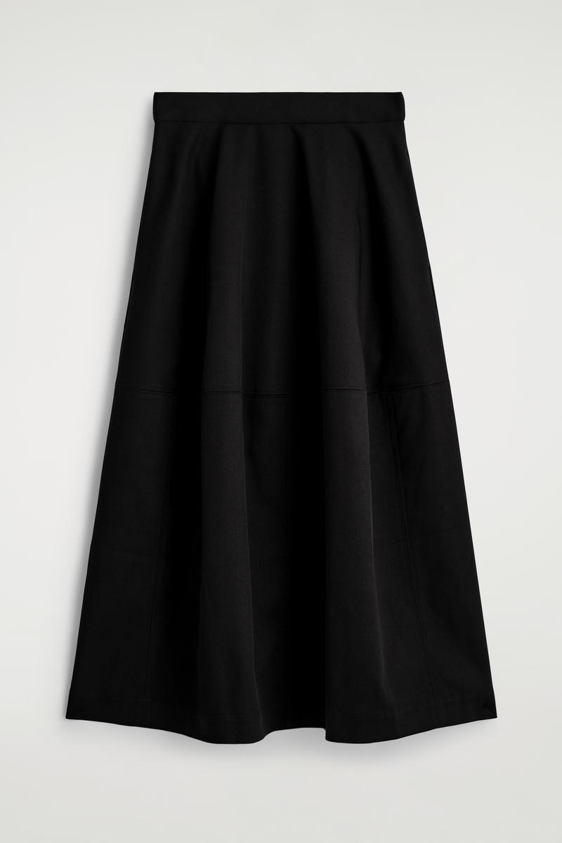 Cos Voluminous Cotton Midi Skirt In Black