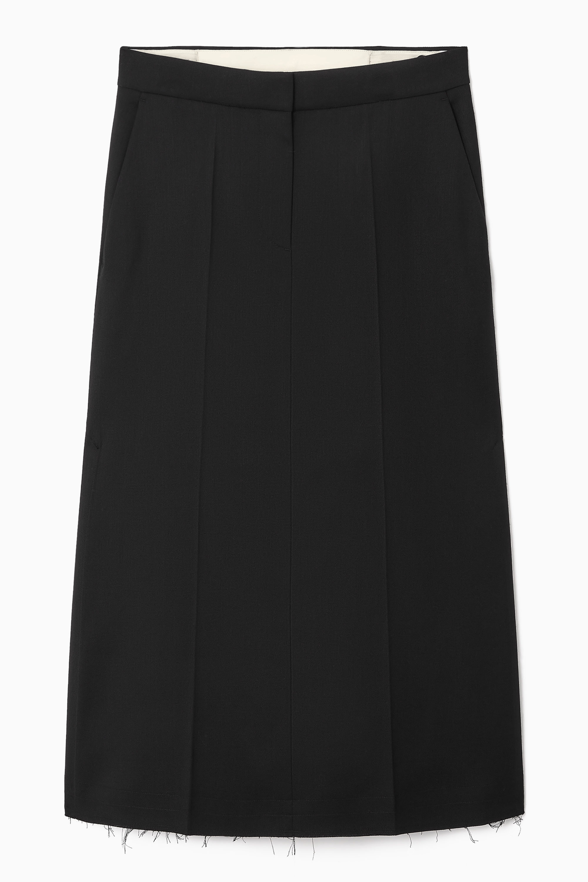 DECONSTRUCTED WOOL-BLEND MIDI PENCIL SKIRT - BLACK | COS