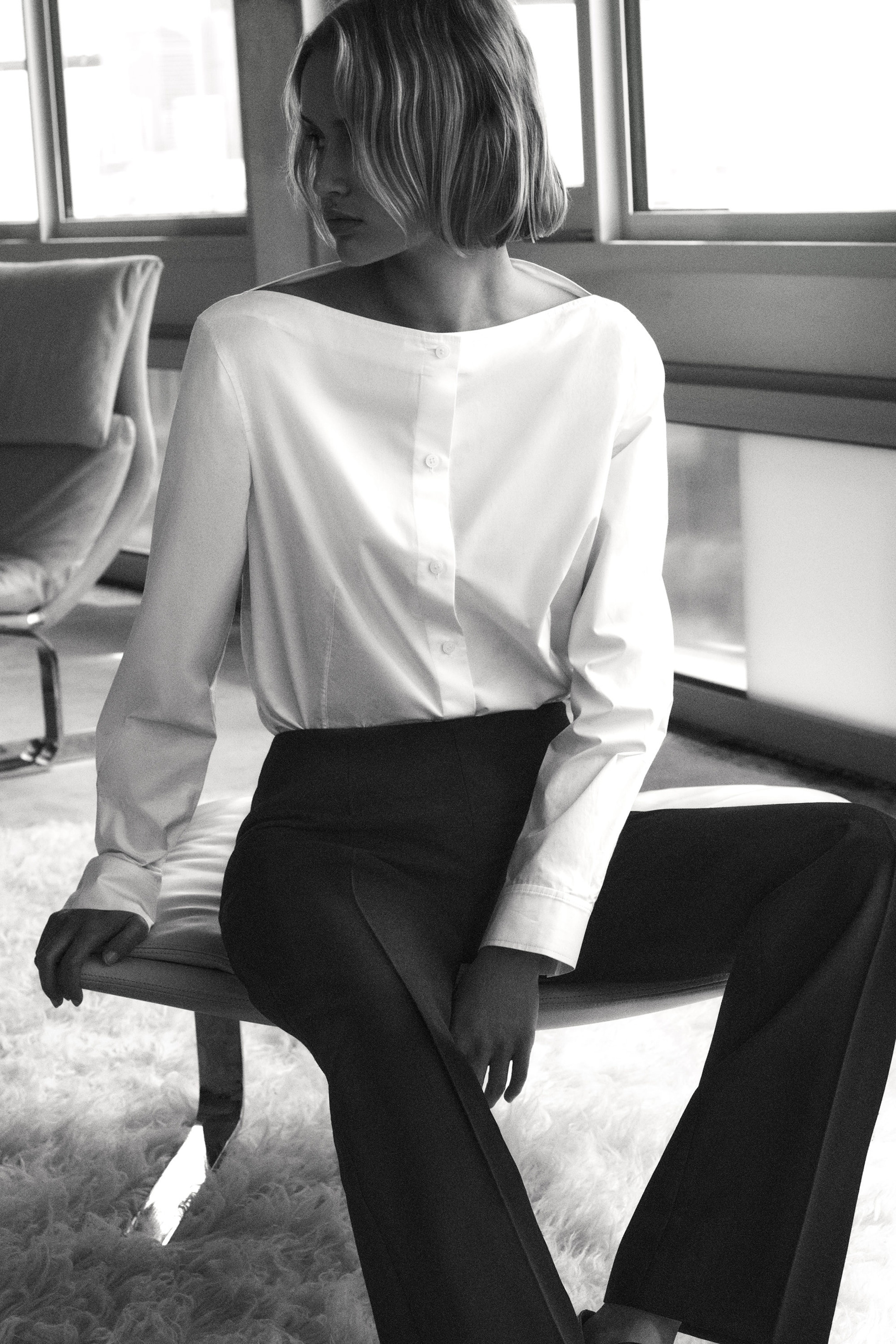 CHEMISE À COL BATEAU EN COTON