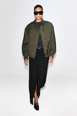 MOCK-NECK WOOL-BLEND BOMBER JACKET — KHAKI MÉLANGE 2