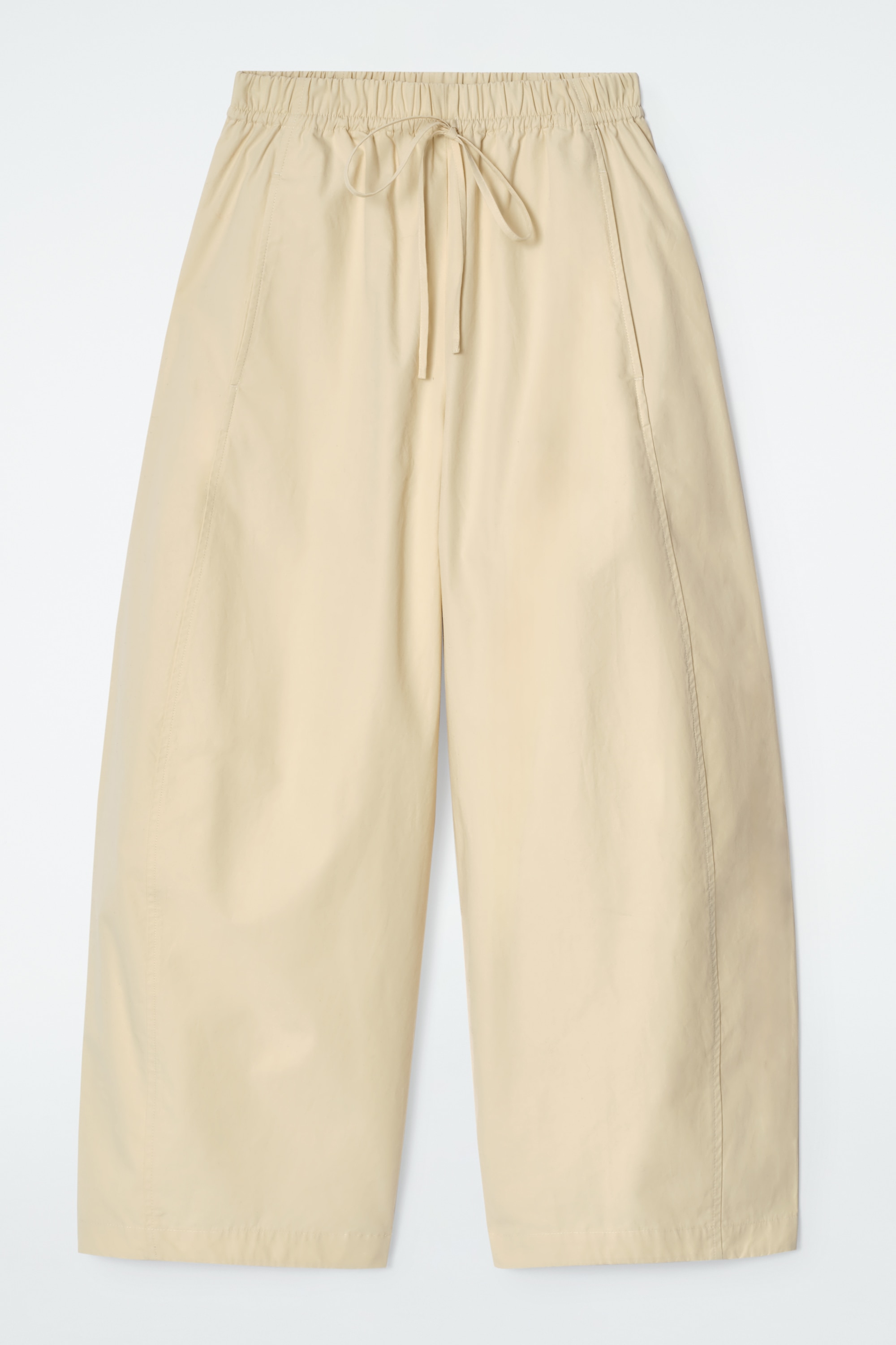 PANTALON BARREL TAILLE ÉLASTIQUÉE - BEIGE CLAIR/BLEU MARINE