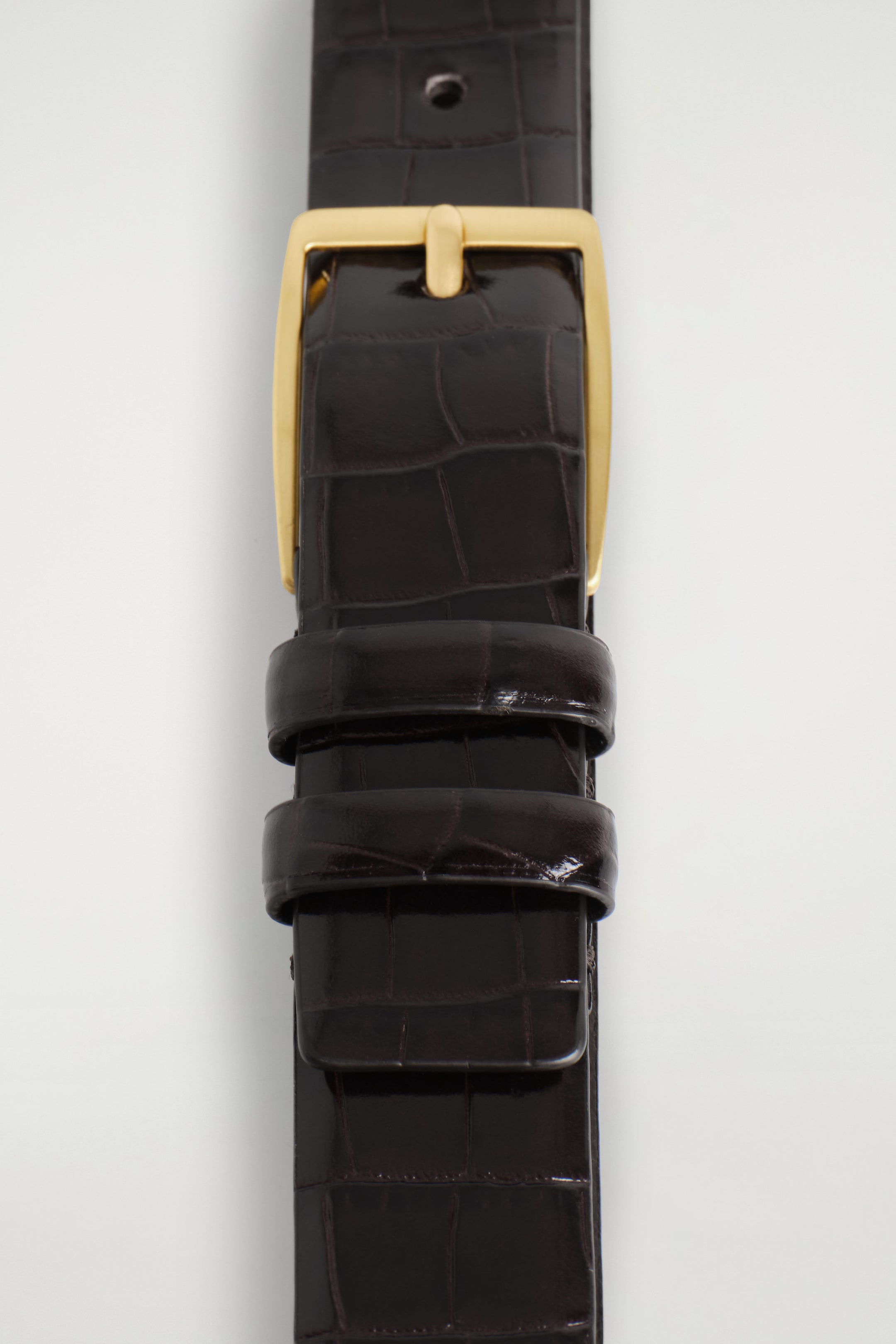 CROC-EFFECT LEATHER BELT