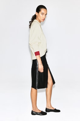 ROUNDED WOOL CREW-NECK SWEATER — CREAM 4