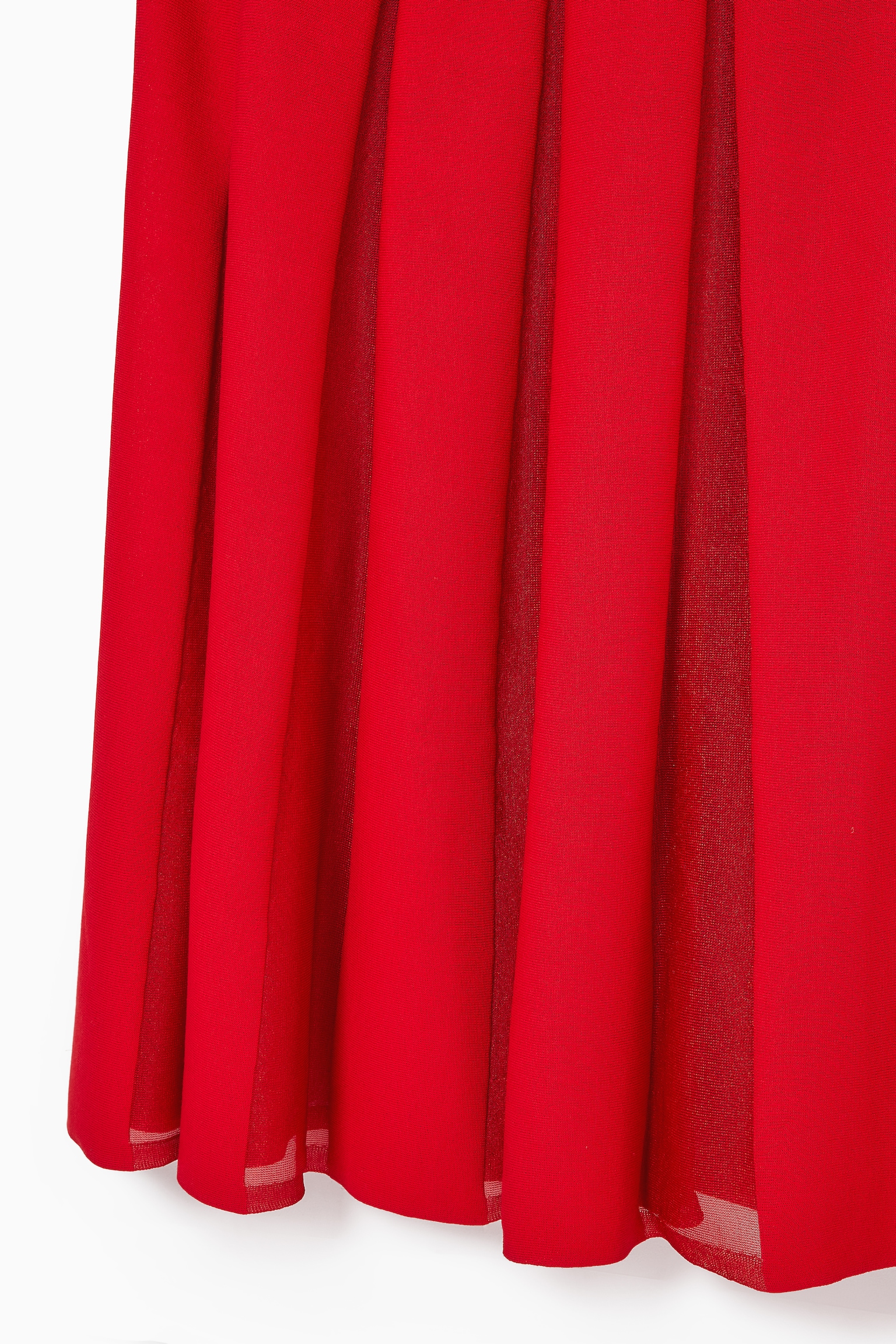 PLEATED RACER-NECK MAXI DRESS - RED/BLACK - 2
