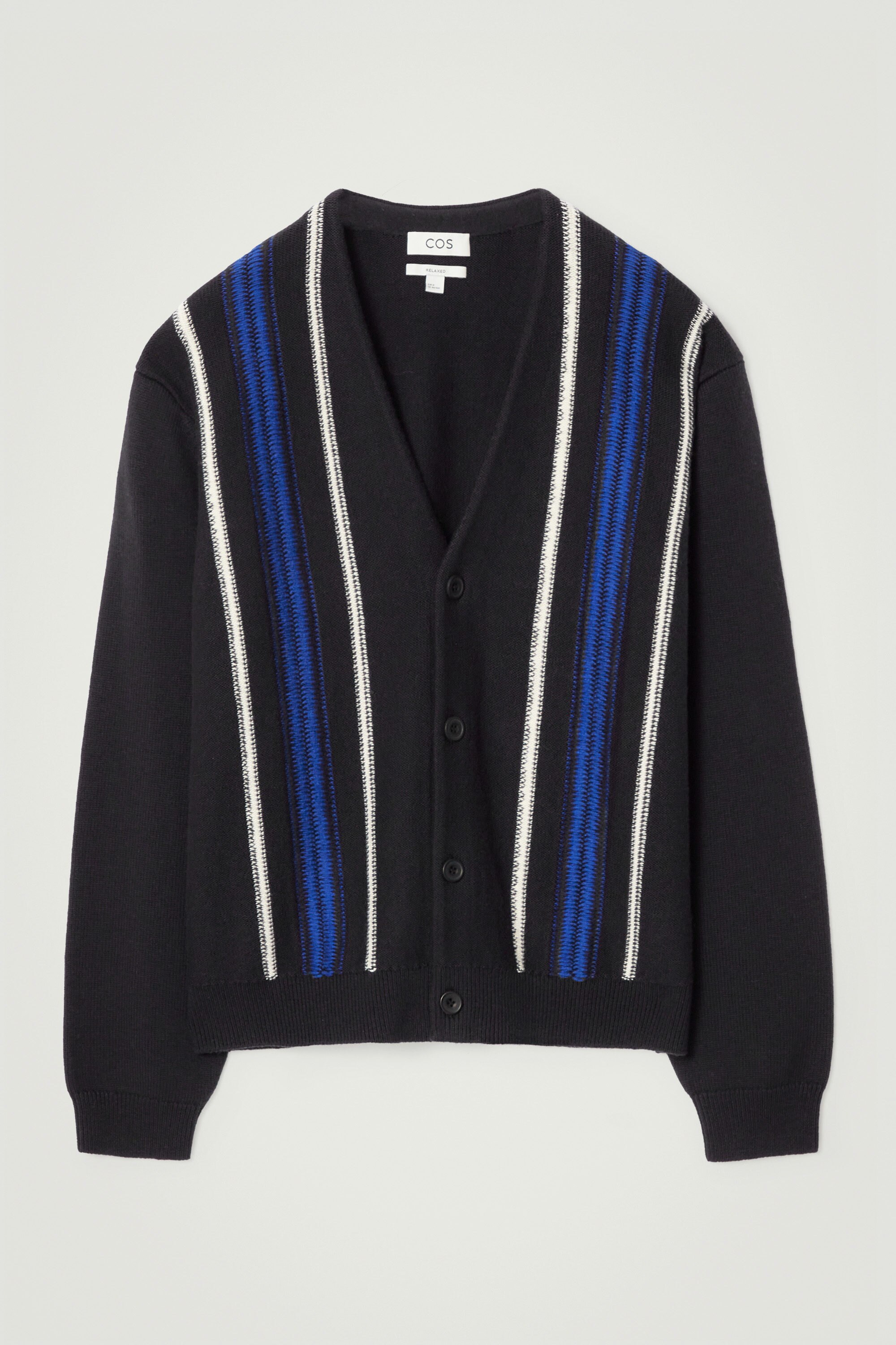 トップス Double Stripe Knit Cardigan DOUBLE-STRIPE KNITTED CARDIGAN - NAVY / STRIPED | COS