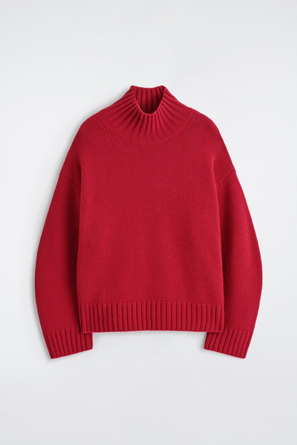 PURE CASHMERE FUNNEL-NECK JUMPER — RED