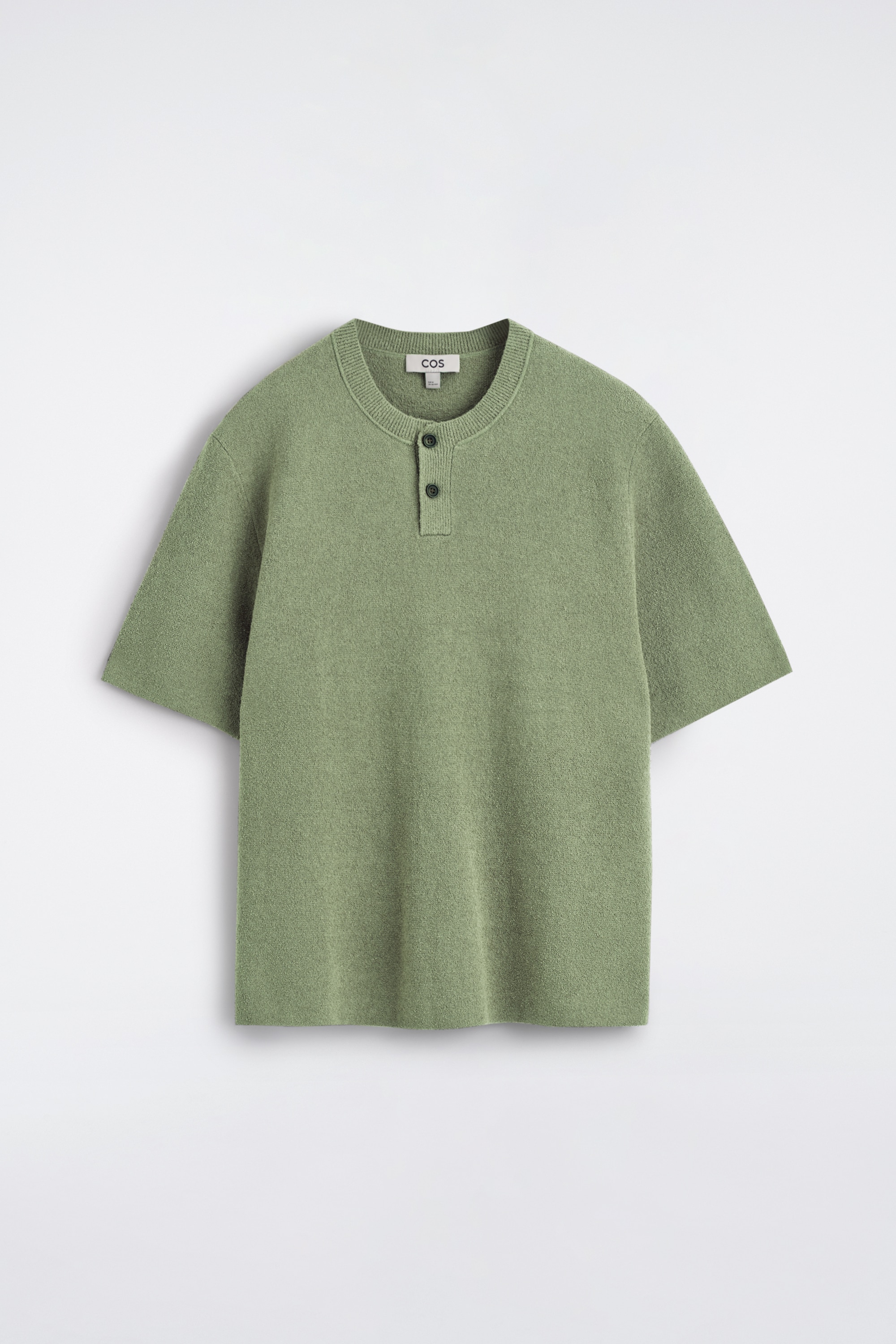 TRICOU HENLEY DIN TRICOT BOUCLÉ - VERDE