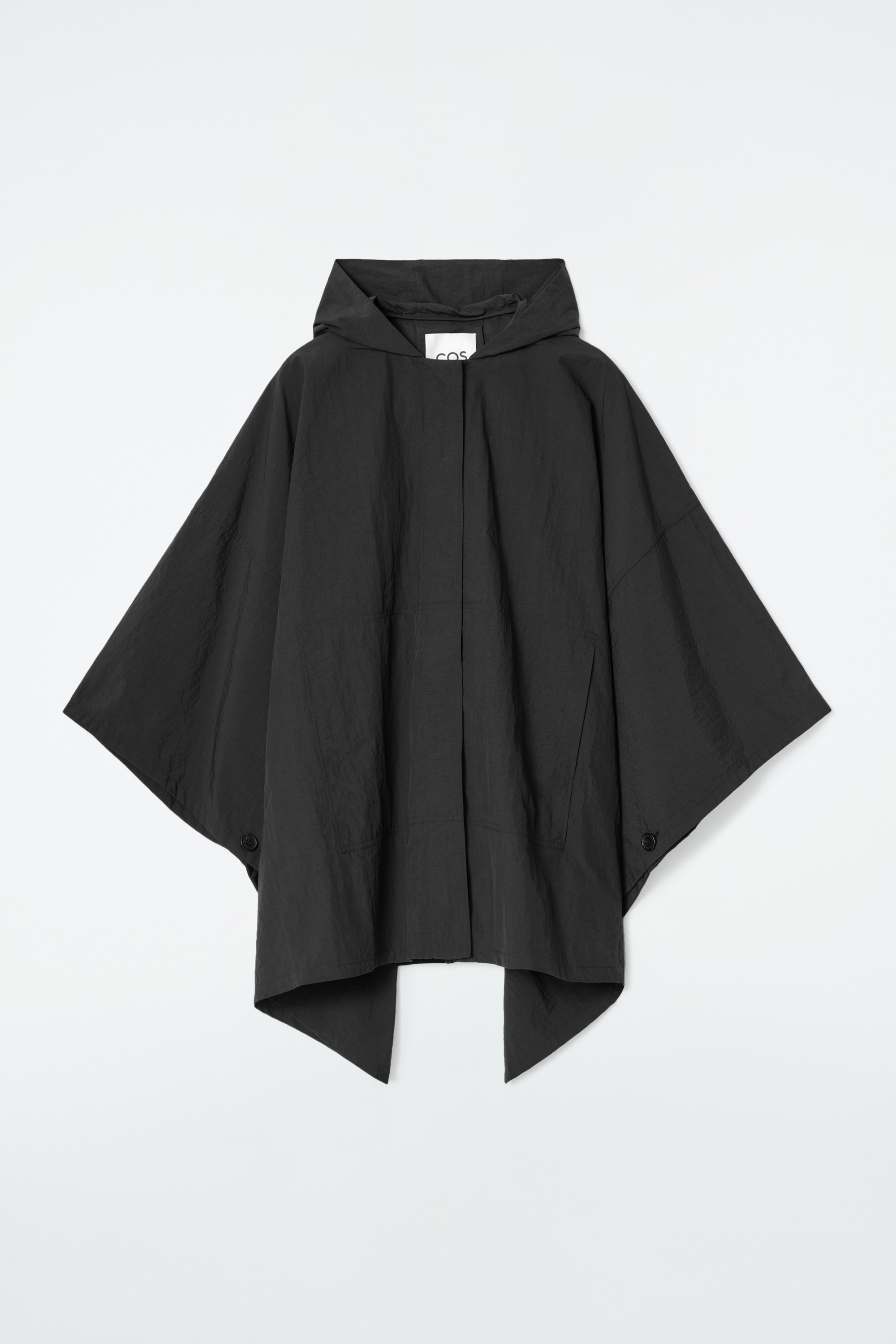 HOODED TRENCH COAT CAPE - BLACK