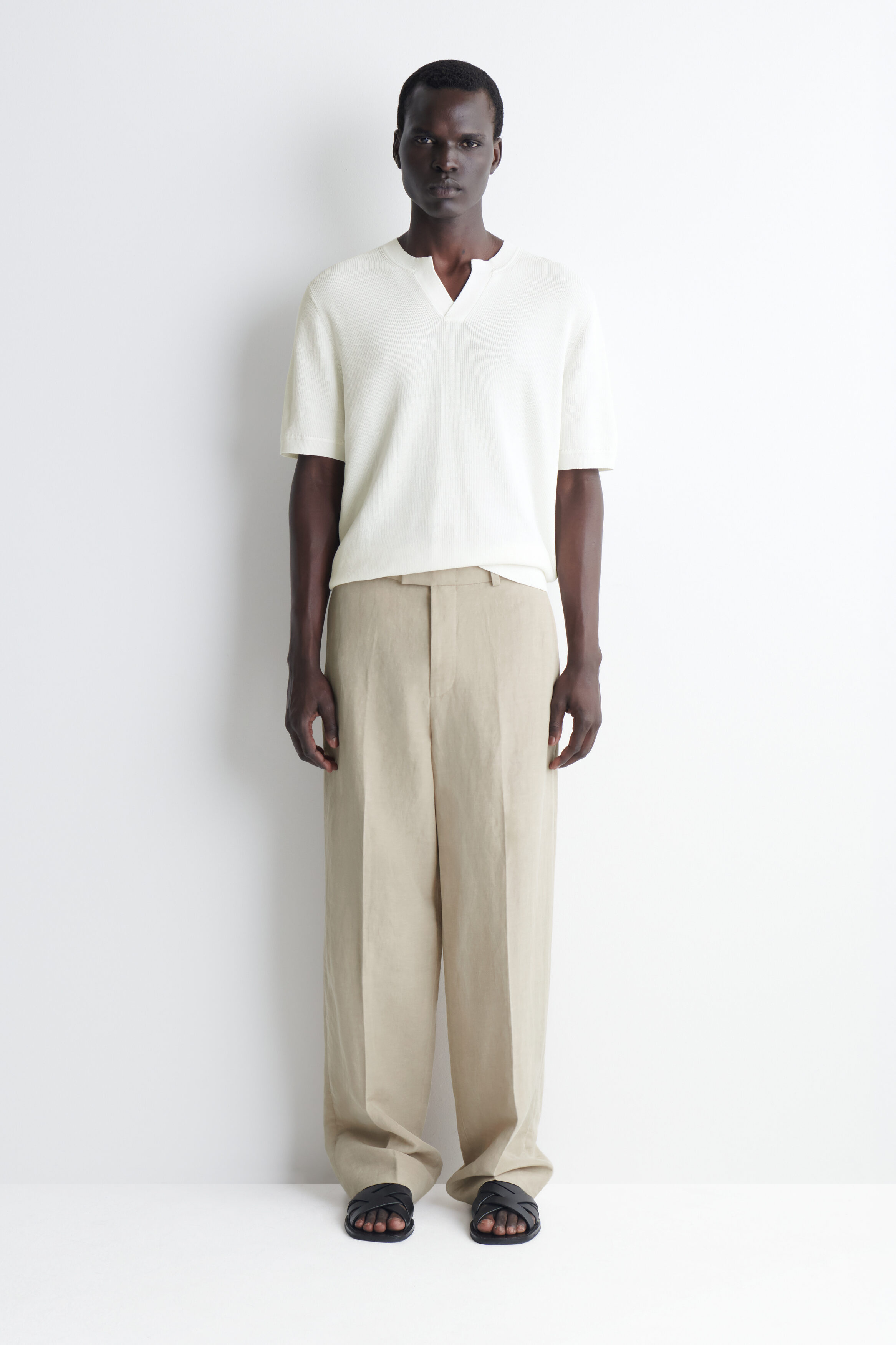 OPEN-COLLAR HENLEY T-SHIRT - thumbnail 2