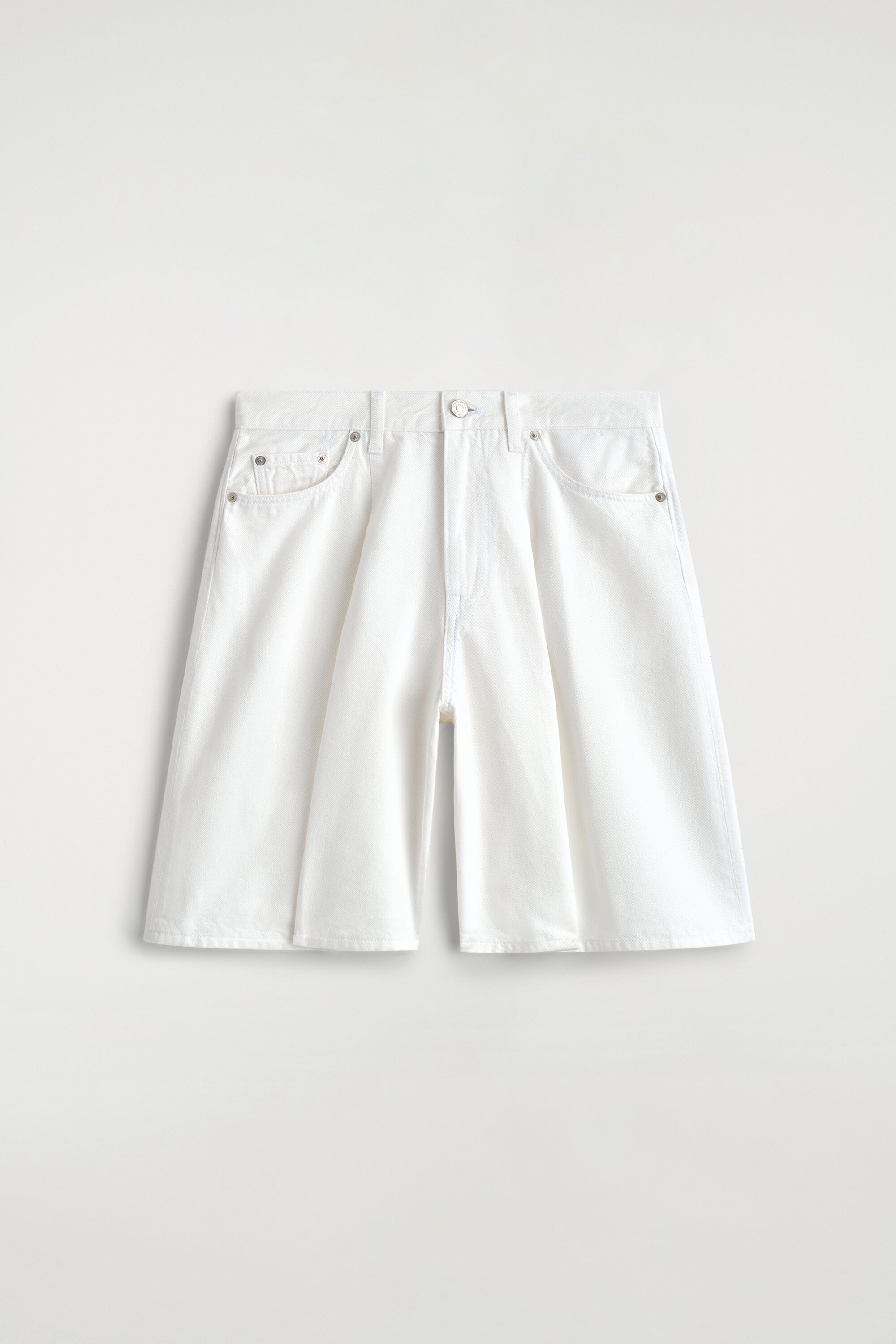 Wide-Leg Denim Shorts - White