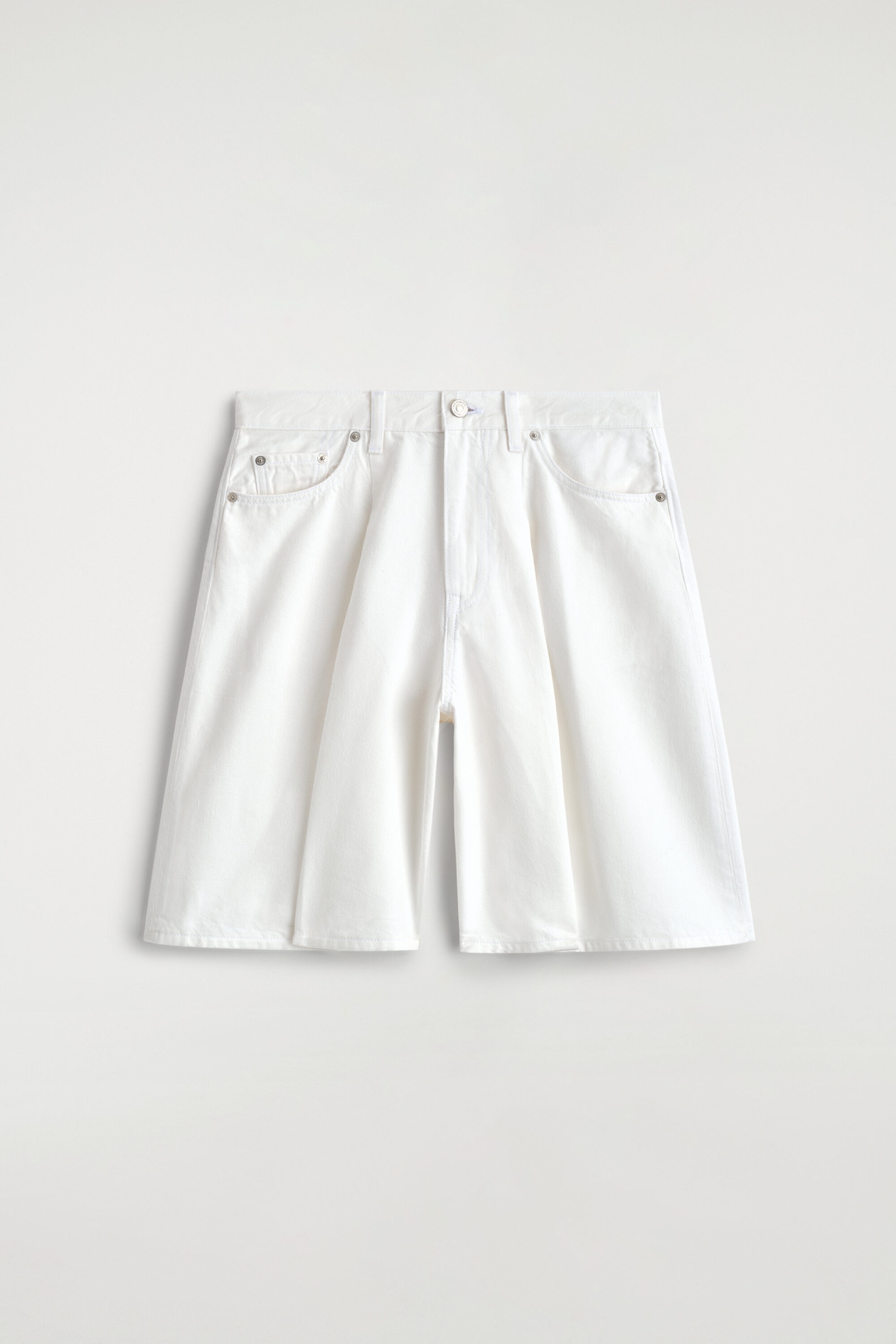 WIDE-LEG DENIM SHORTS — WHITE
