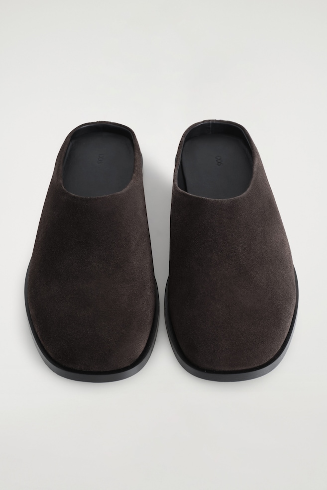 CLASSIC SUEDE MULES — DARK BROWN