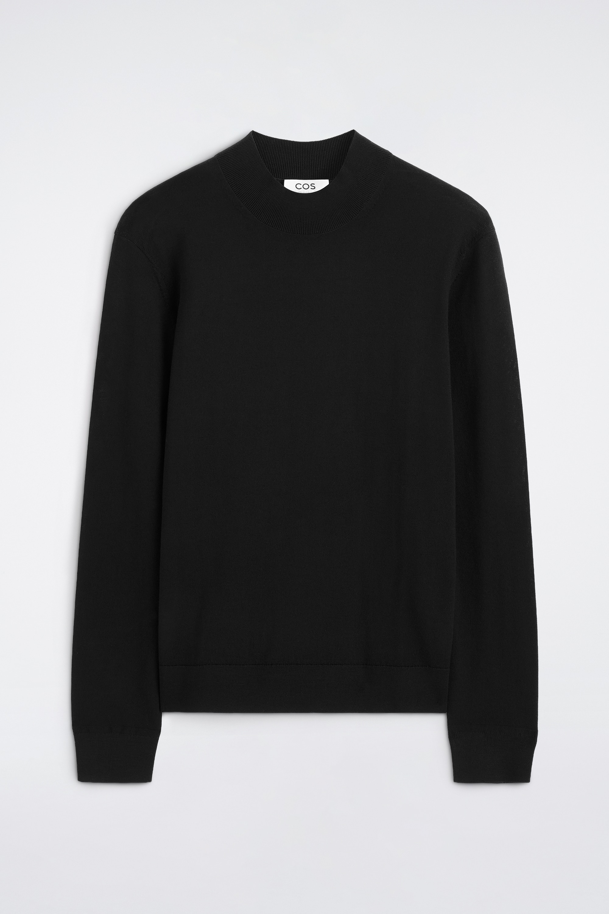 PULL SLIM À COL MONTANT EN LAINE - NOIR