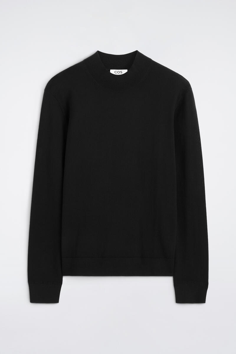 Slim Merino Wool Mock-Neck Sweater