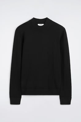SLIM MERINO WOOL MOCK-NECK SWEATER — BLACK 6