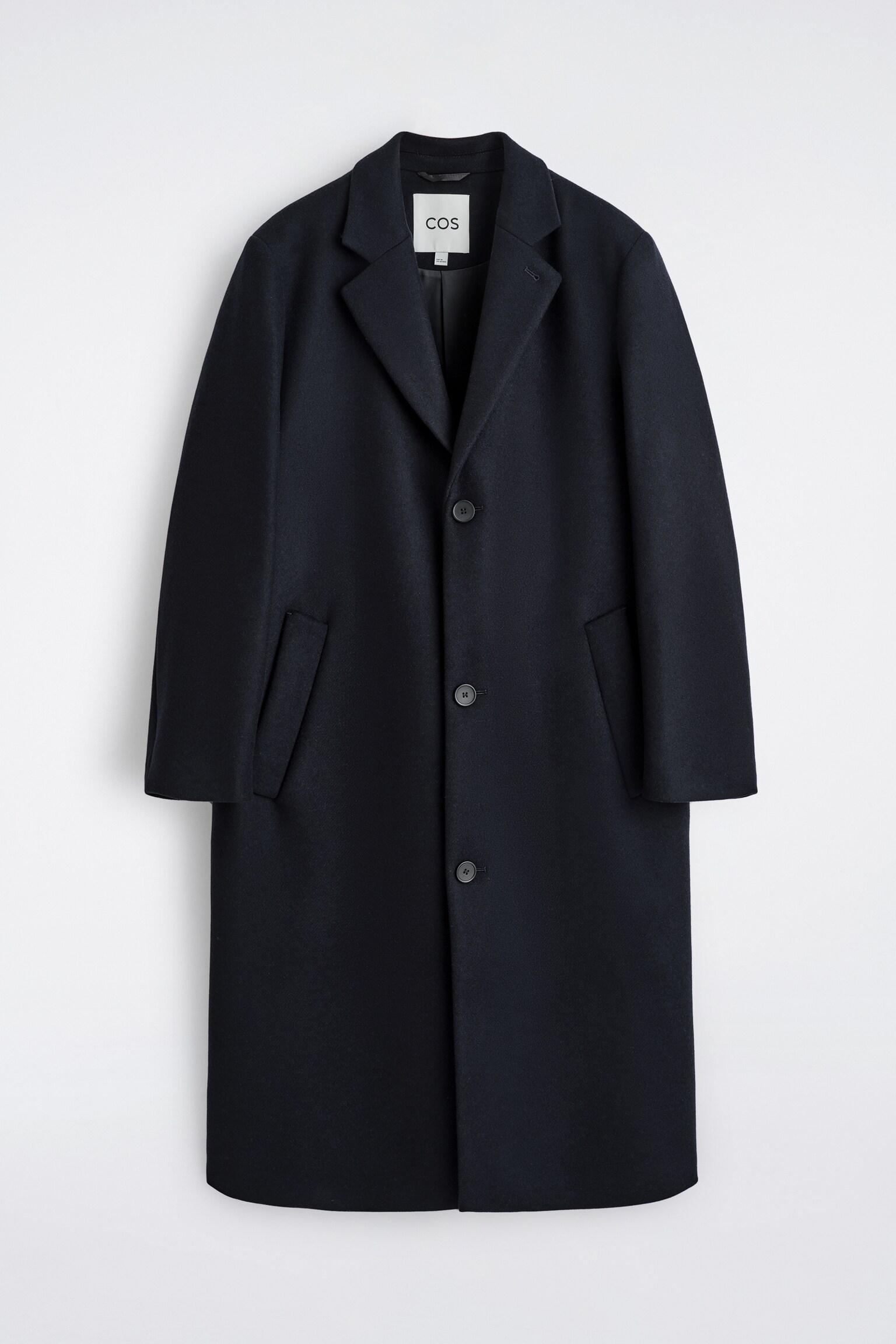 SINGLE-BREASTED WOOL COAT - NAVY
