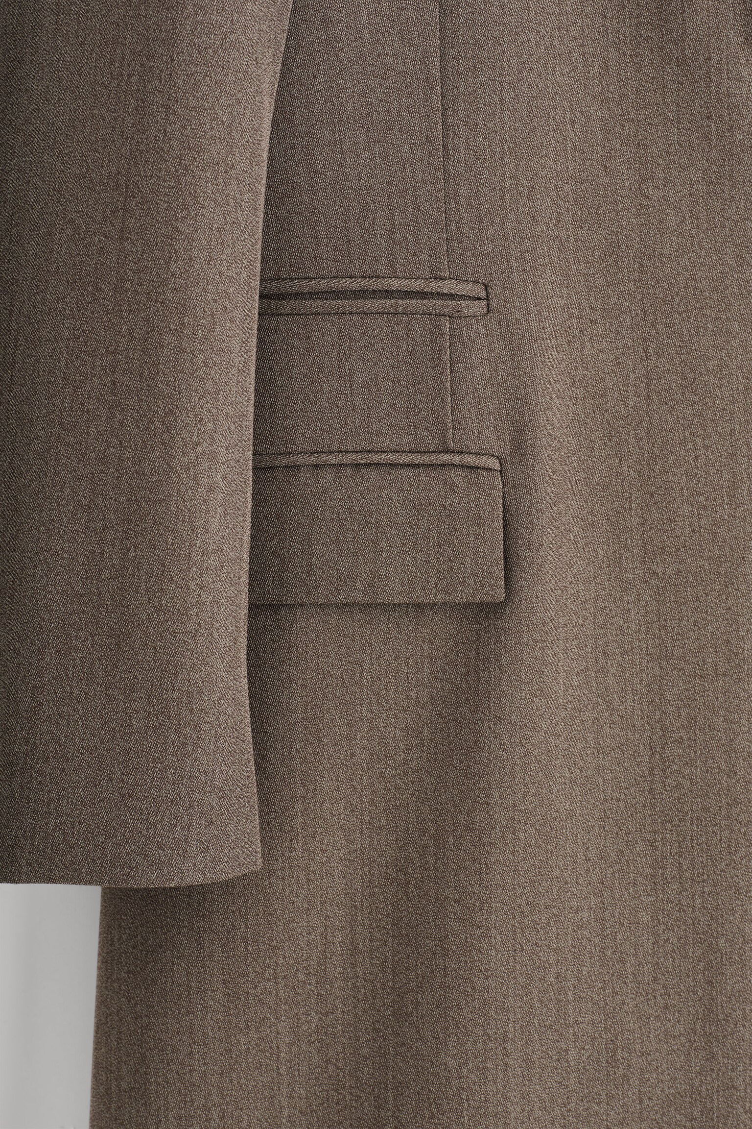 MANTEAU LONG À BOUTONNAGE SIMPLE EN LAINE MÉLANGÉE - BRUN - 5
