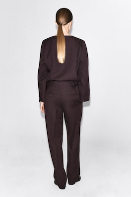 TAILORED WOOL STRAIGHT-LEG PANTS — UMBER 5