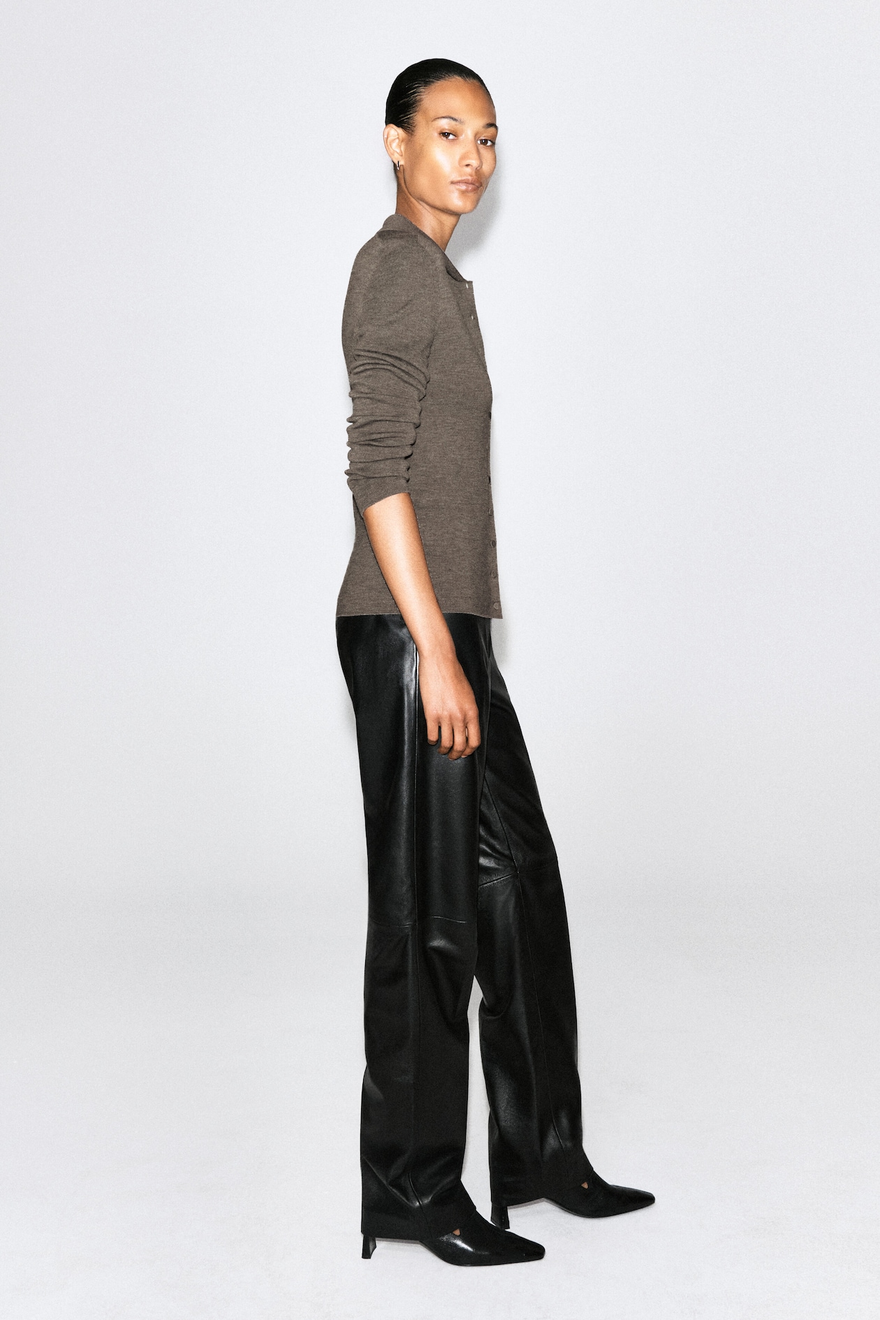 SEAMLESS MERINO WOOL SHIRT — LIGHT-BROWN MÉLANGE