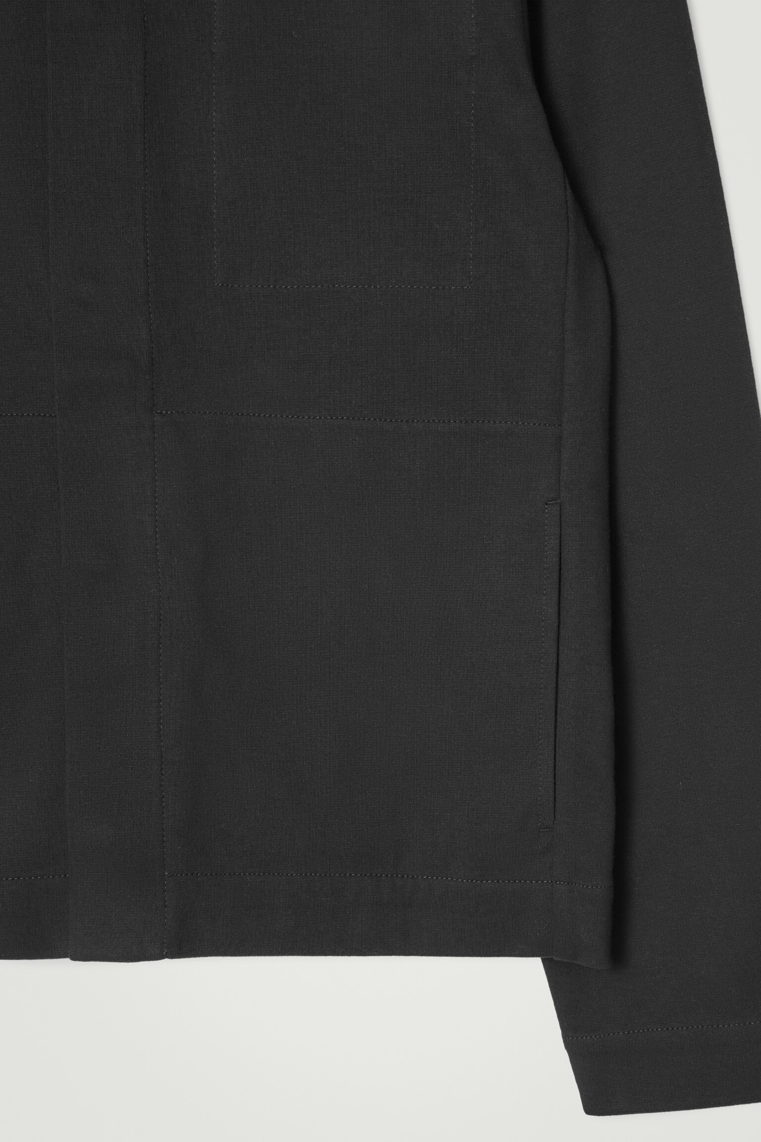 COLLARED COTTON-JERSEY JACKET - BLACK - 3