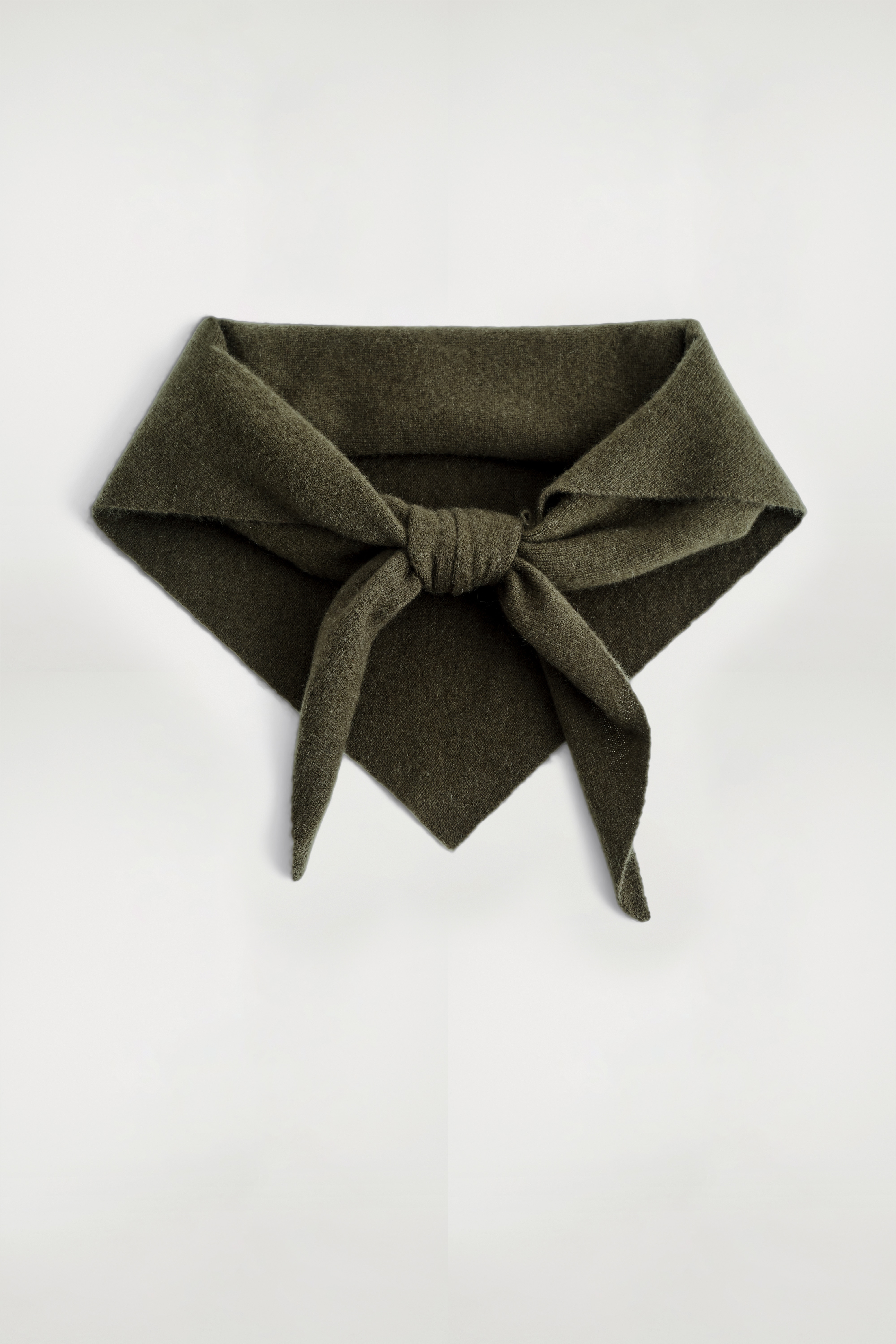 CASHMERE TRIANGLE SCARF - DARK KHAKI/LIGHT BROWN/BLACK