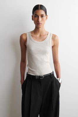 RIBBED COTTON TANK TOP — LIGHT BEIGE / UNDYED 1