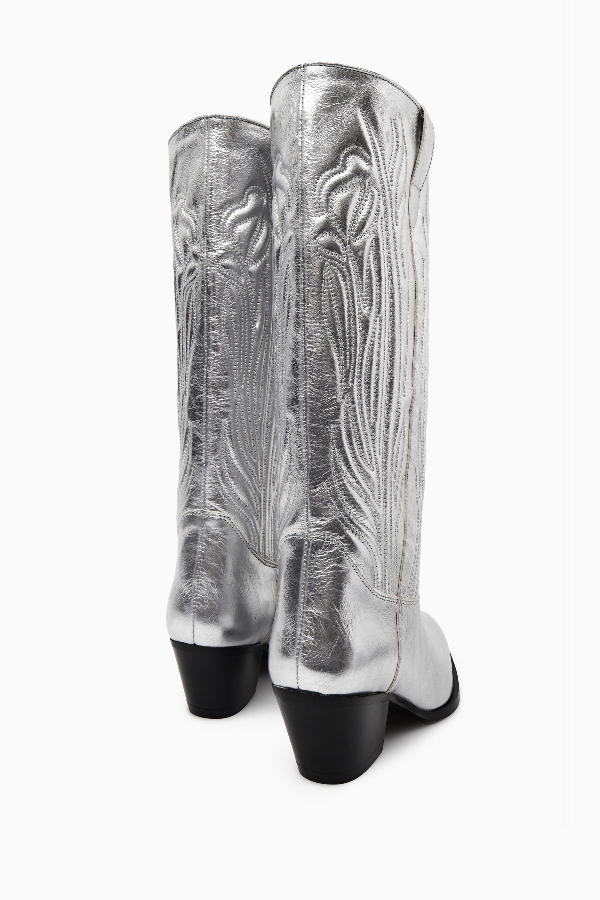 【IONSEOUL】Silver turn western boots 5FM0200 Womens Silver schuh Briar Leather Western Boots | schuh