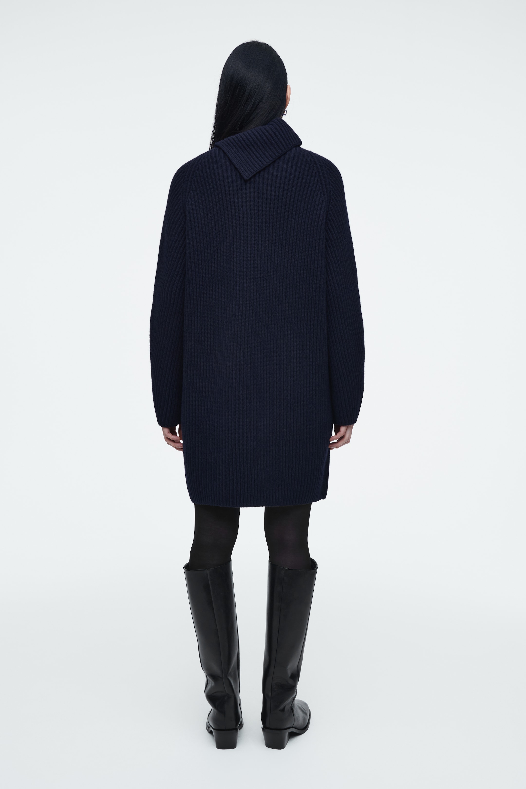 Agrandir l'image: ROBE À COL ASYMÉTRIQUE EN LAINE - BLEU MARINE - FEMME | H&M CH 4