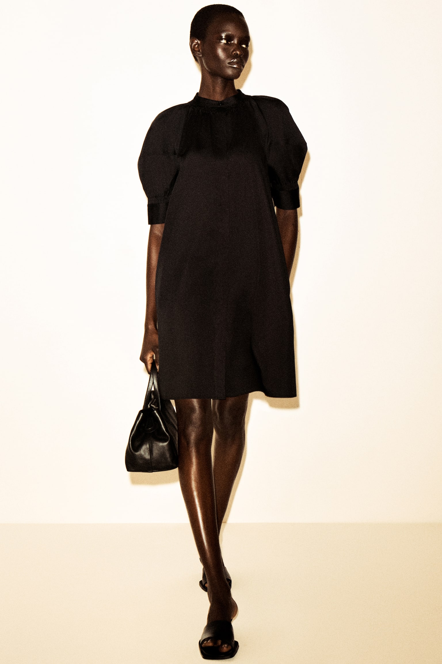 CHEMISIER CON MANICHE A SBUFFO - NERO - 7