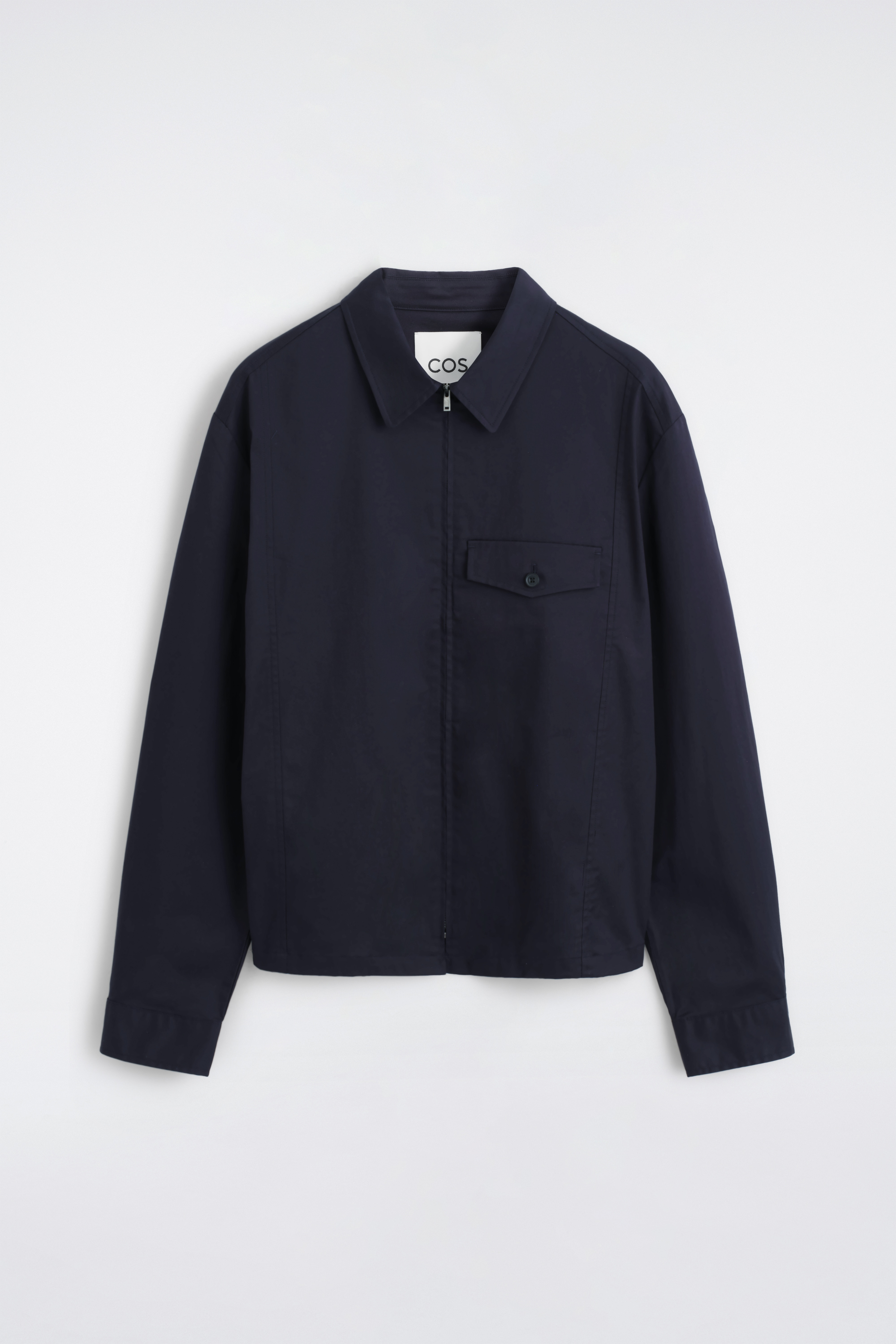 ZIP-UP COTTON OVERSHIRT - כחול נייבי
