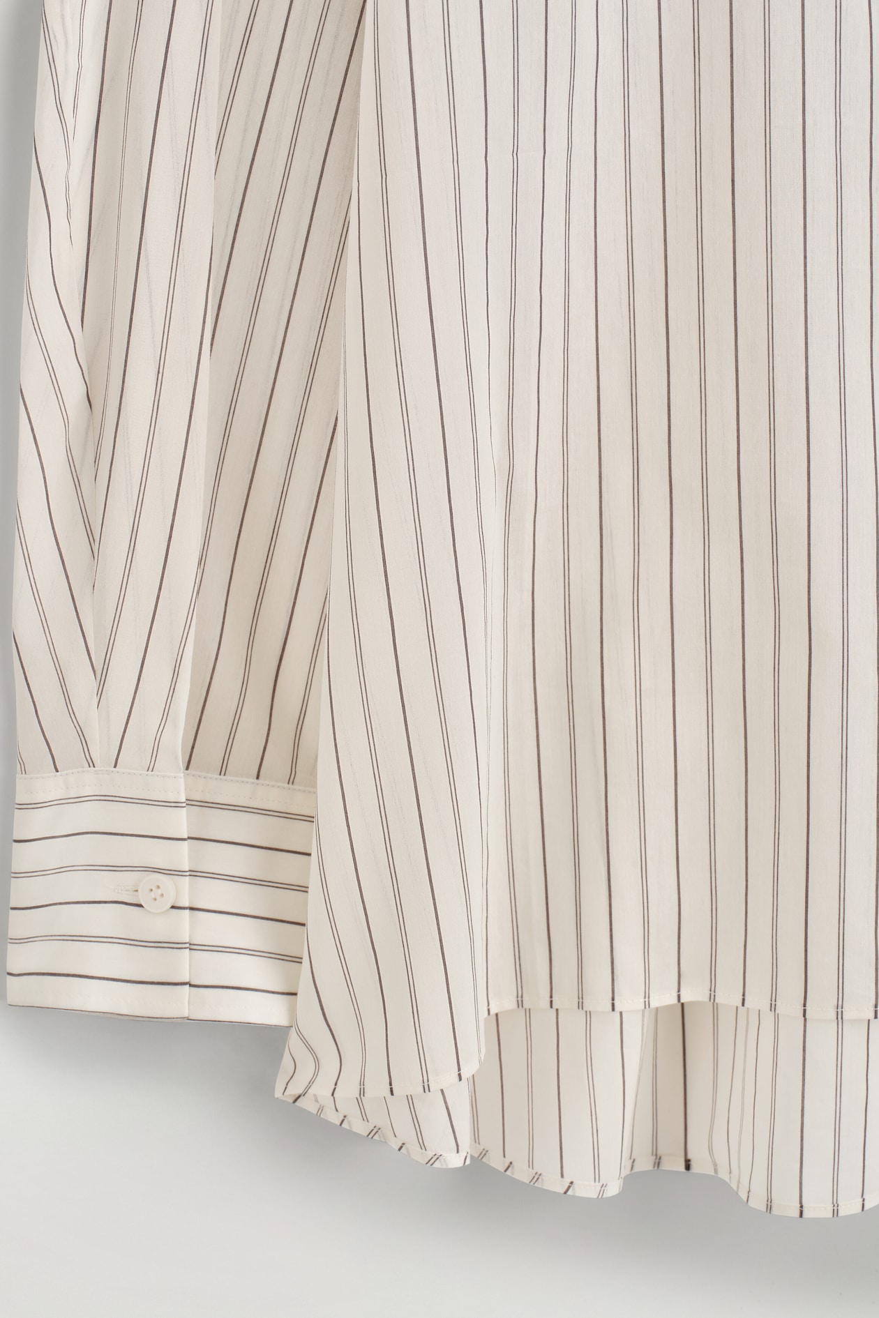 STRIPED COTTON-SILK HIGH-COLLAR SHIRT — IVORY / BROWN / STRIPED