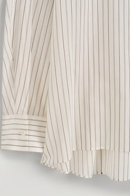 STRIPED COTTON-SILK HIGH-COLLAR SHIRT — IVORY / BROWN / STRIPED 8