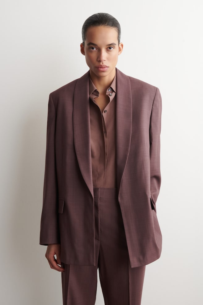 SHAWL-COLLAR WOOL BLAZER — MAHOGANY