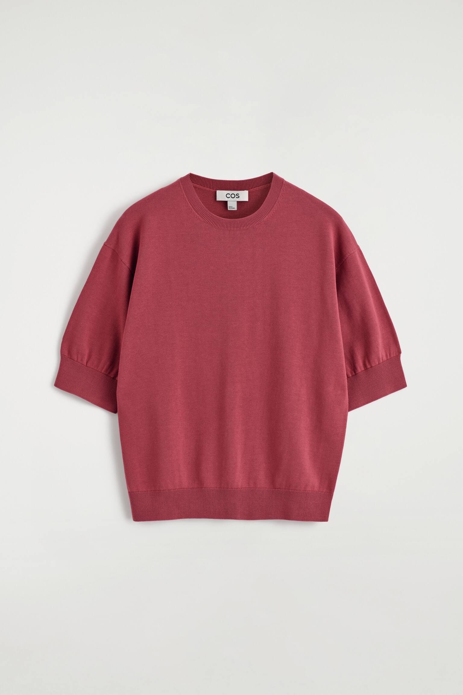 Gebreid katoenen T-shirt - Donkerroze/OFFWHITE/DONKERBRUIN - 2