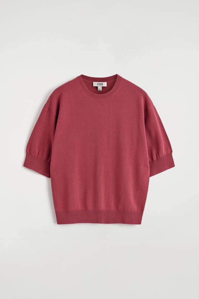 T-SHIRT AUS BAUMWOLLE - Dunkelrosa/CREMEWEISS/DUNKELBRAUN - 1