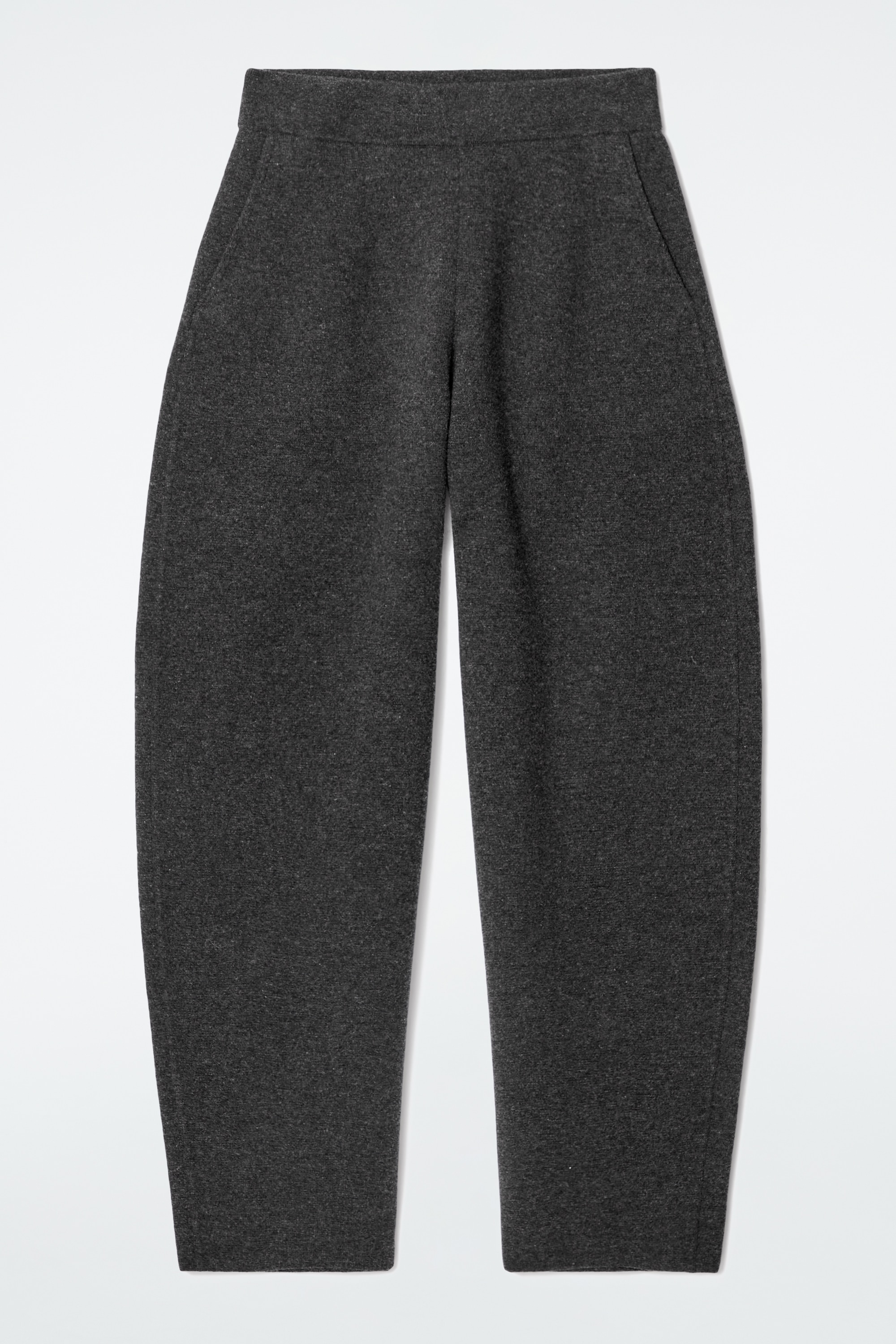 MERINO WOOL BARREL-LEG TROUSERS - CHARCOAL MÉLANGE/MELÍROZOTT SZÜRKE