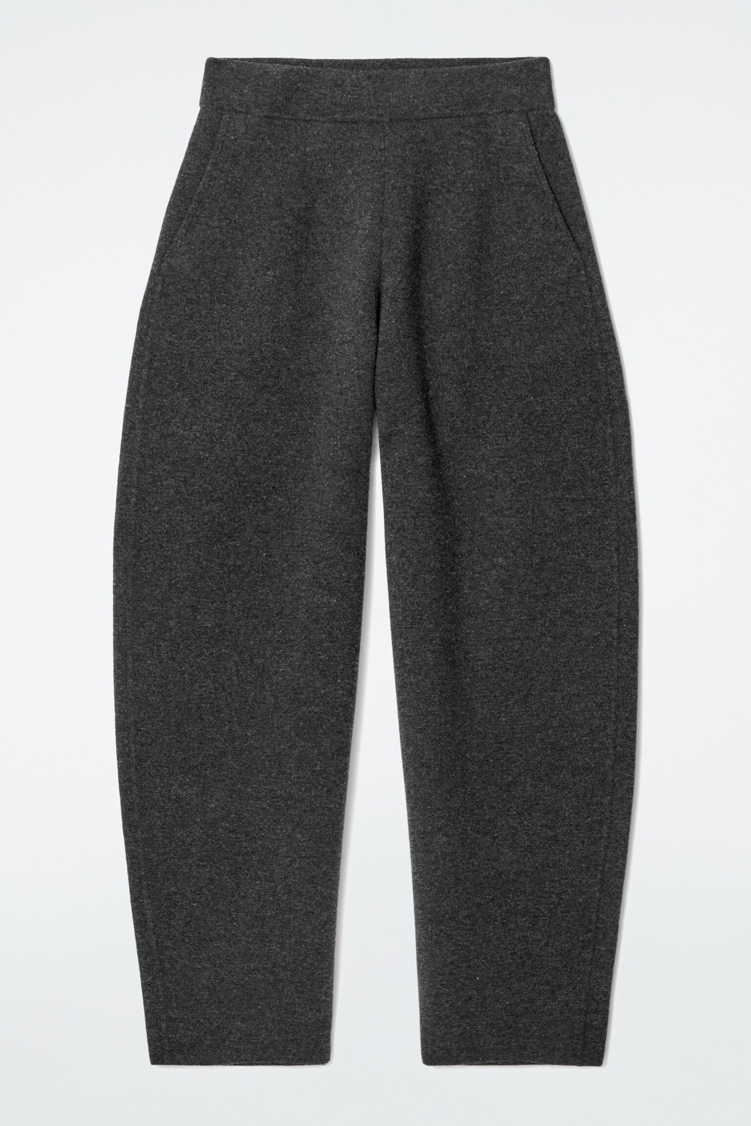 MERINO WOOL BARREL-LEG TROUSERS - CHARCOAL MÉLANGE/GREY MÉLANGE - 2