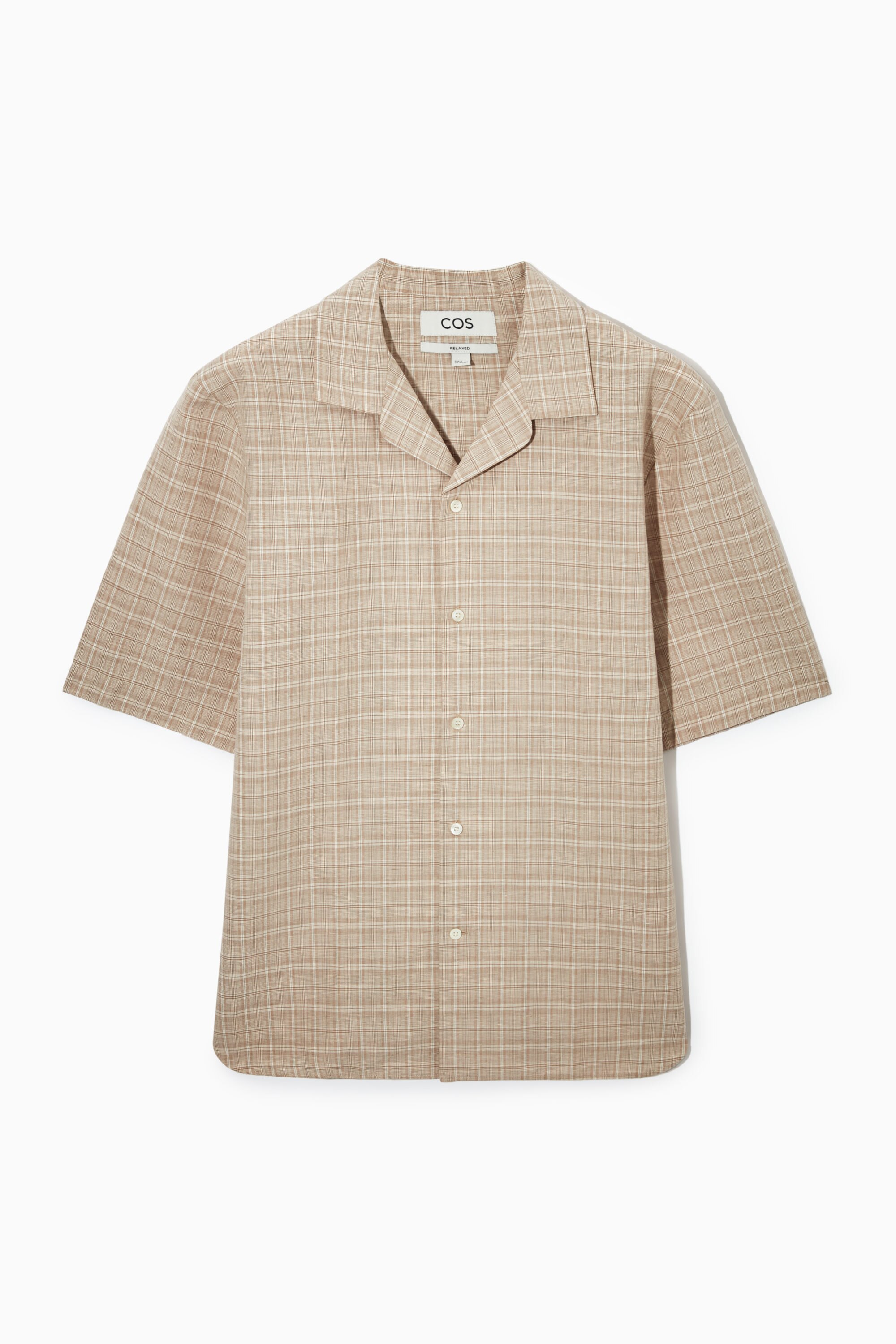 ★COOR★ Camp collar shirt beige RELAXED-FIT CAMP-COLLAR SHIRT - BEIGE | COS