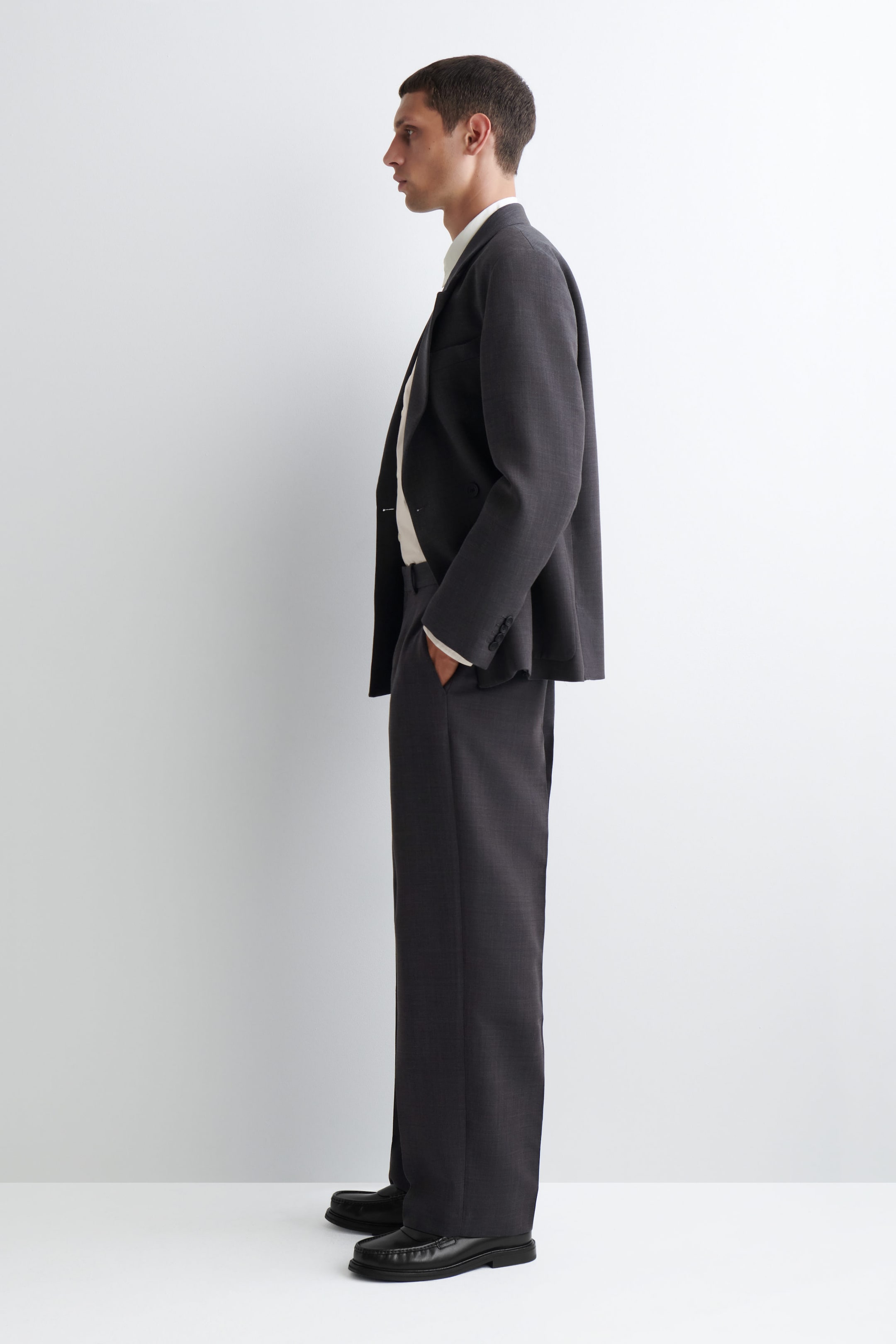 WOOL-BLEND STRAIGHT-LEG PANTS