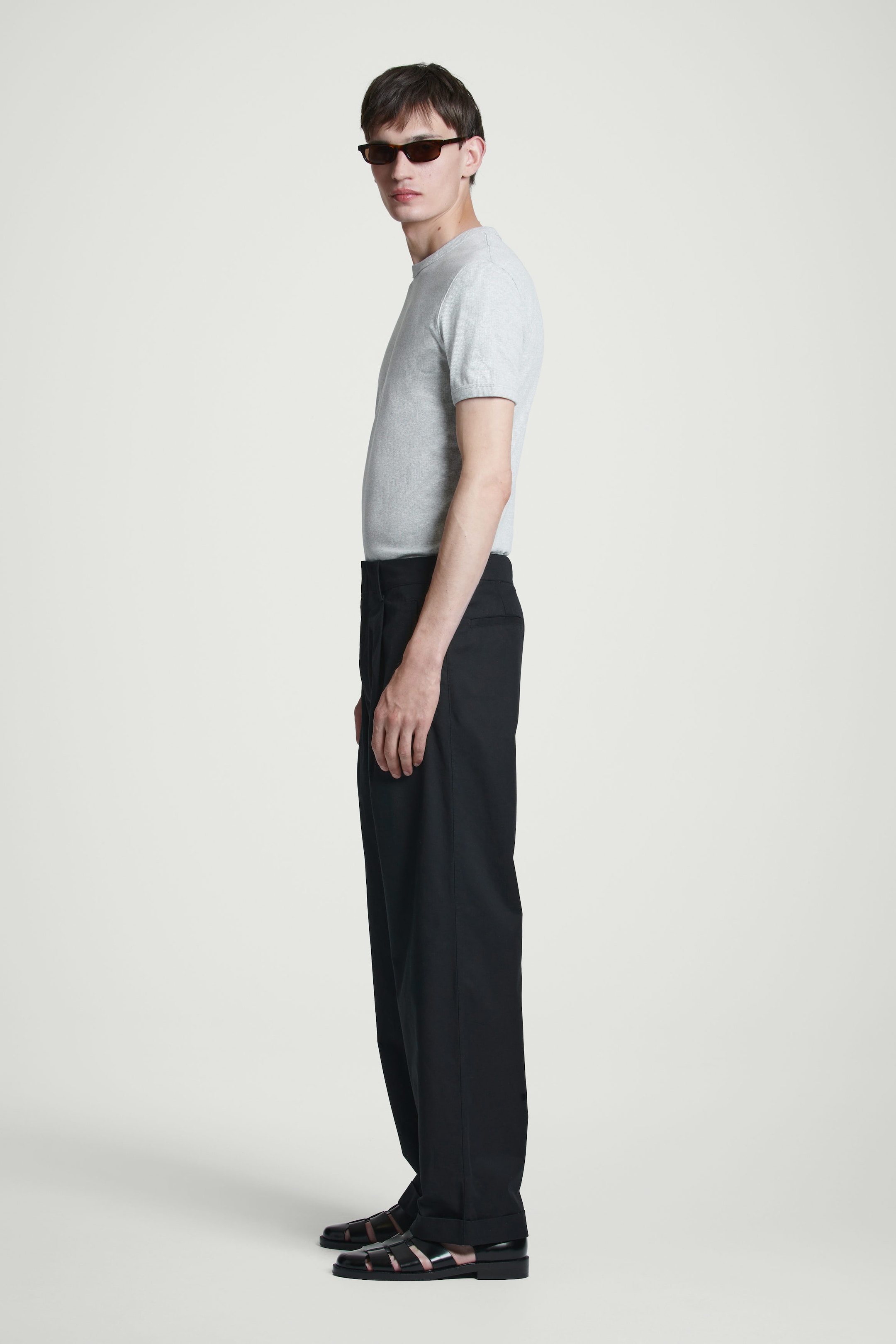 PANTALONI AFFUSOLATI CON RISVOLTO IN COTONE