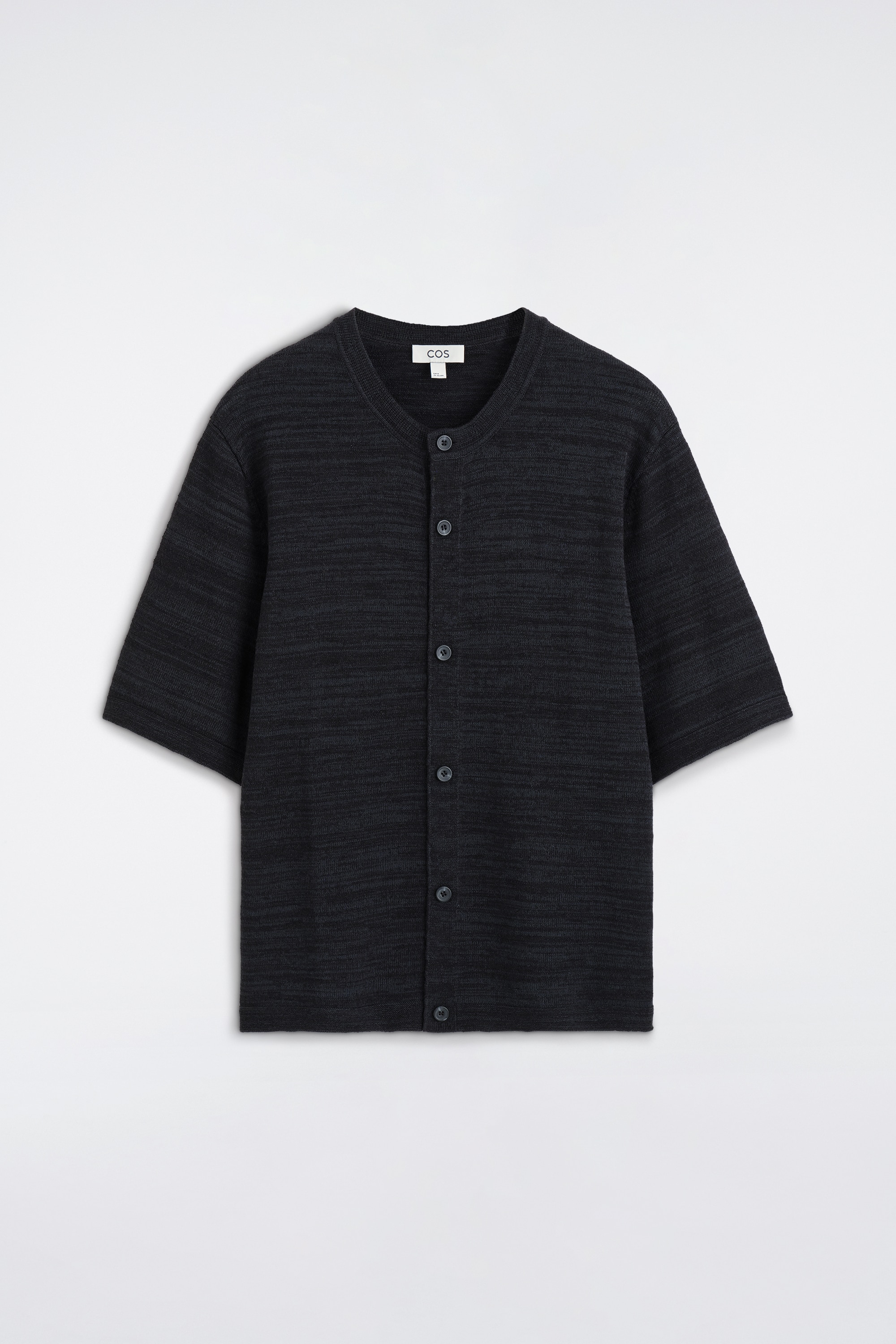 CARDIGAN À MANCHES COURTES EN MAILLE BOUCLÉE - NOIR CHINÉ/KAKI CHINÉ