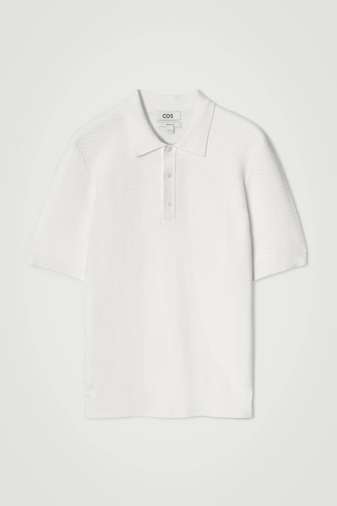 POLO IN MAGLIA DI COTONE TESTURIZZATA - BIANCO - 1